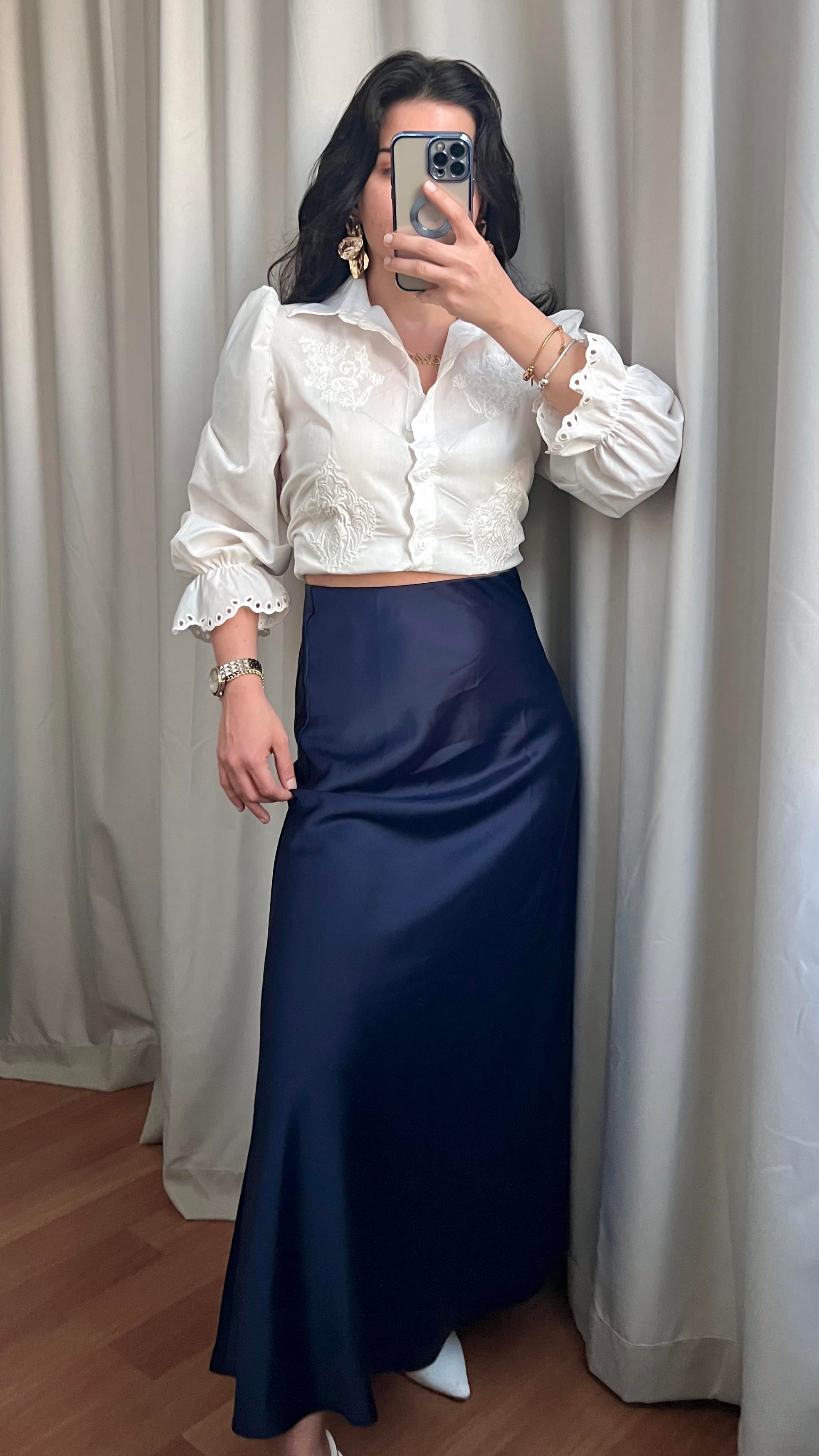 LACİVERT PREMIUM SATEN ETEK