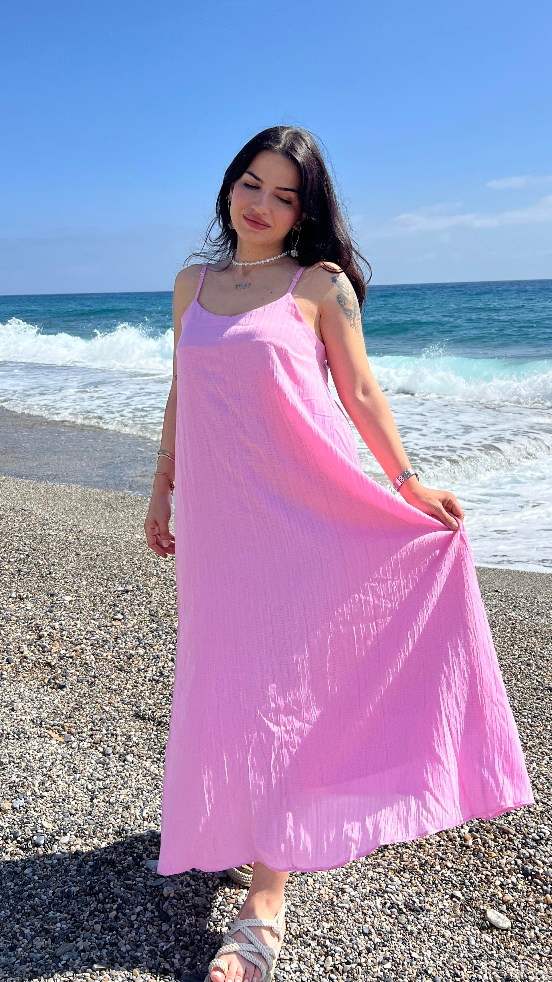 PEMBE BOL KESİM SALAŞ ELBİSE