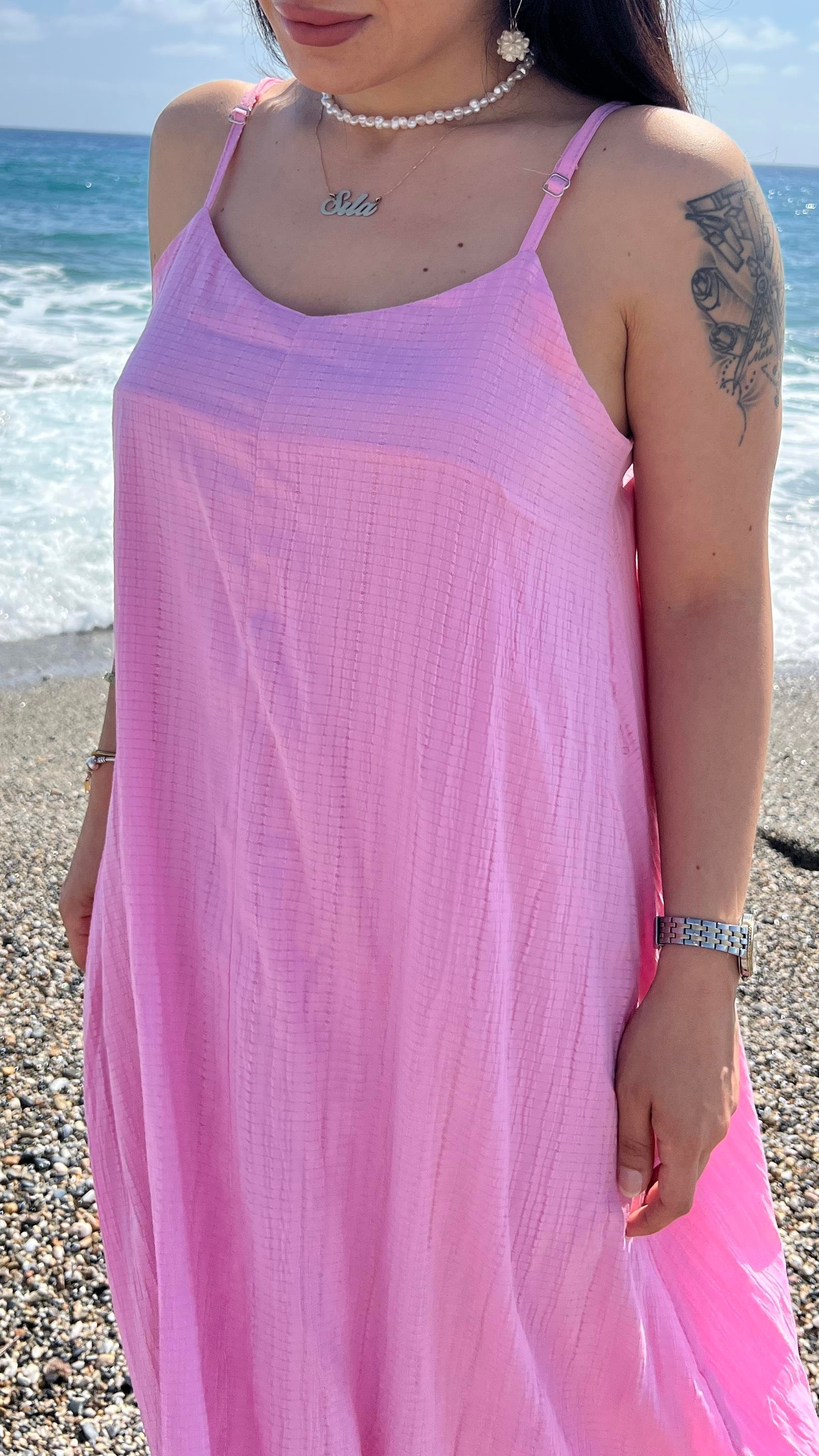 PEMBE BOL KESİM SALAŞ ELBİSE
