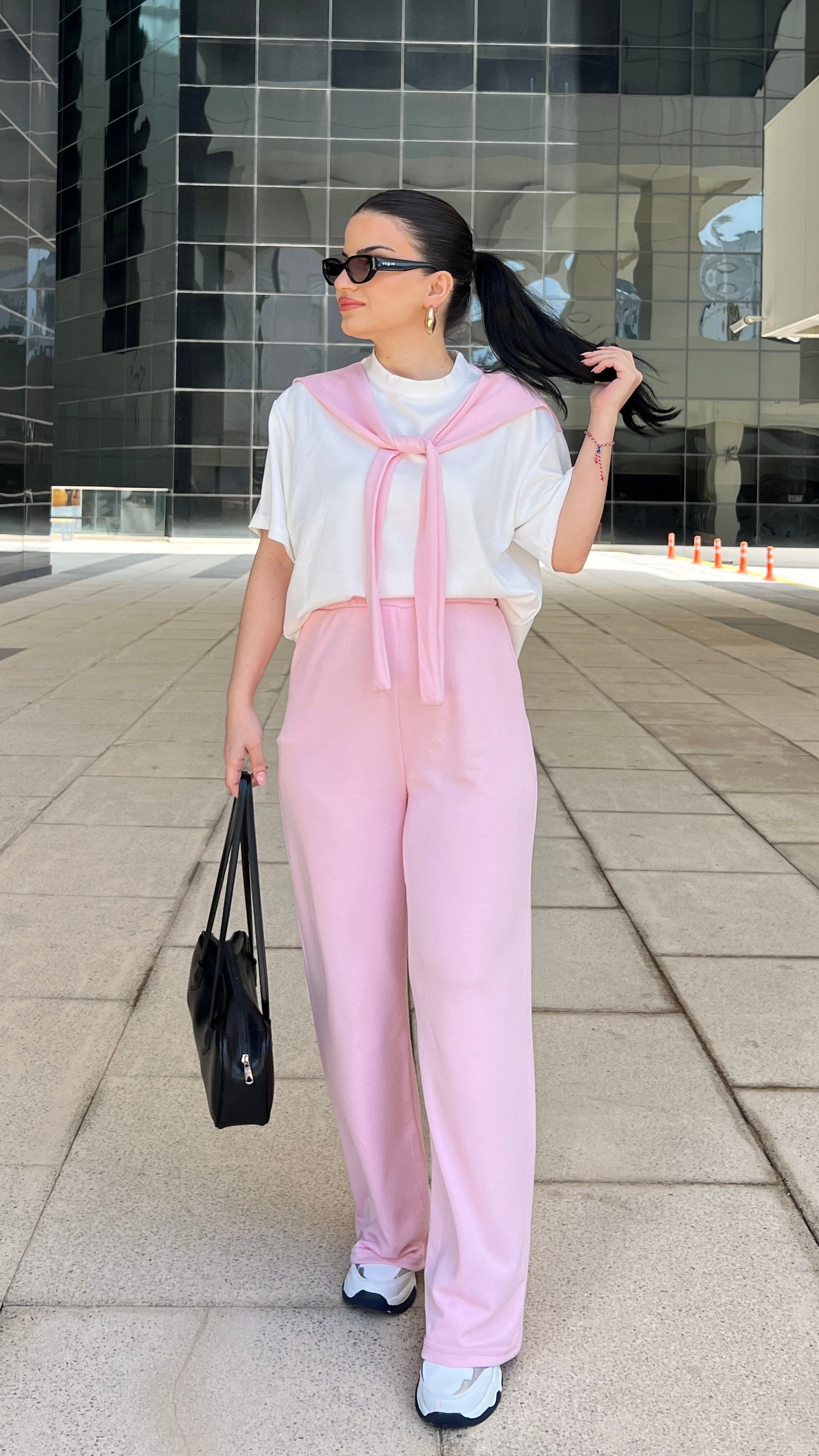 PEMBE FULAR DETAYLI PANTOLON TAKIM 