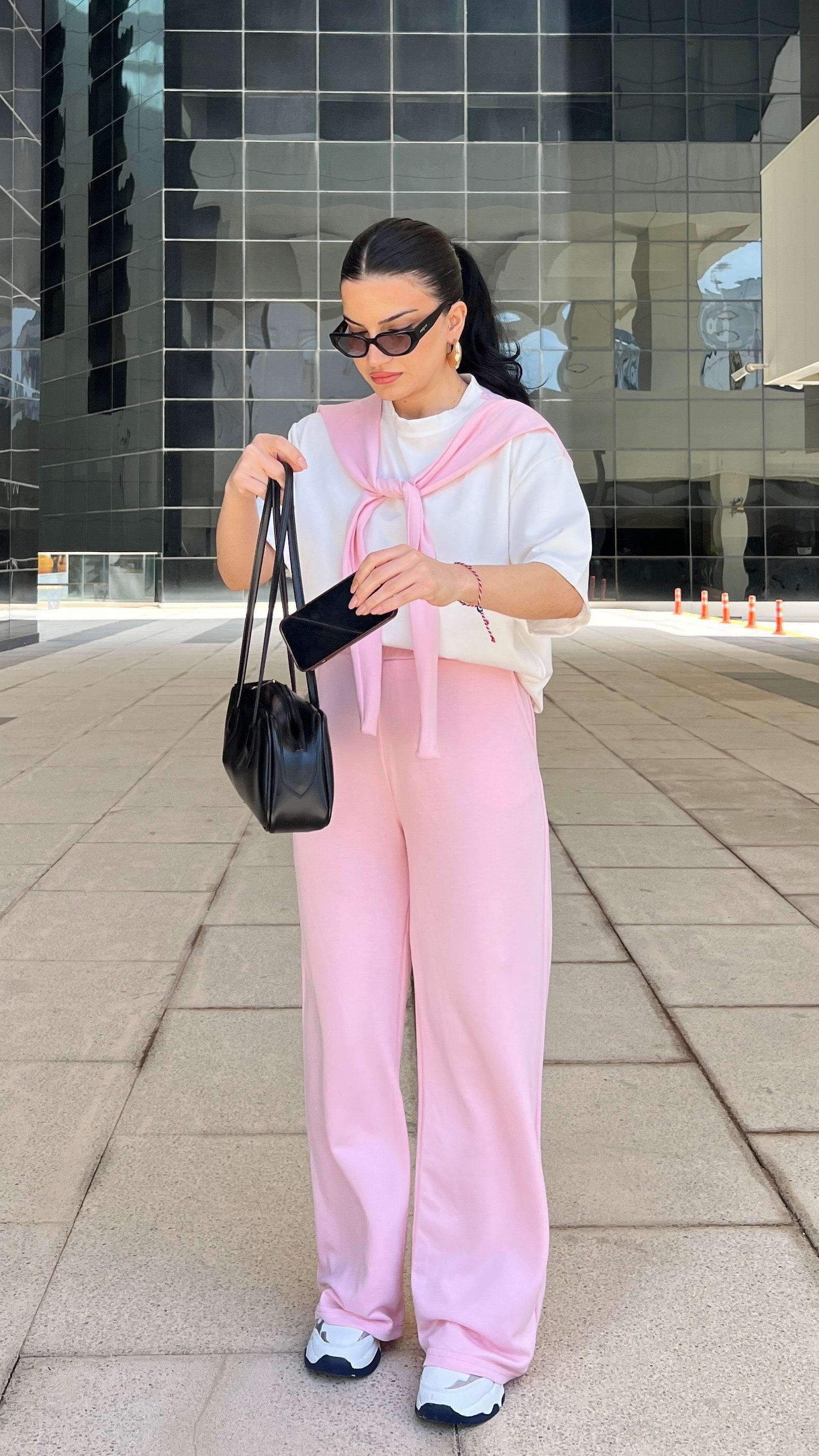PEMBE FULAR DETAYLI PANTOLON TAKIM 