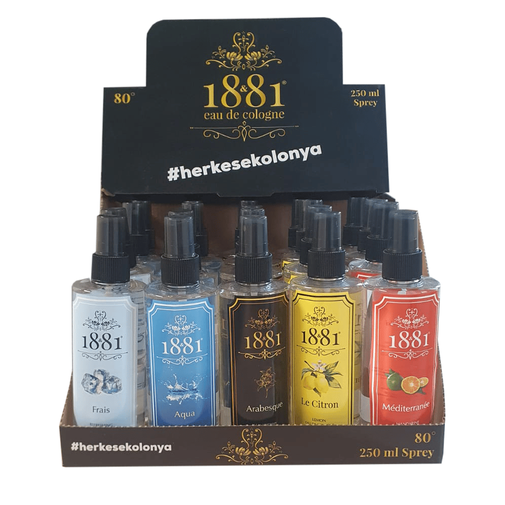 1881 Kolonya 250ml Pet Sprey 20'li Karma Koli Yeni-Tasarım