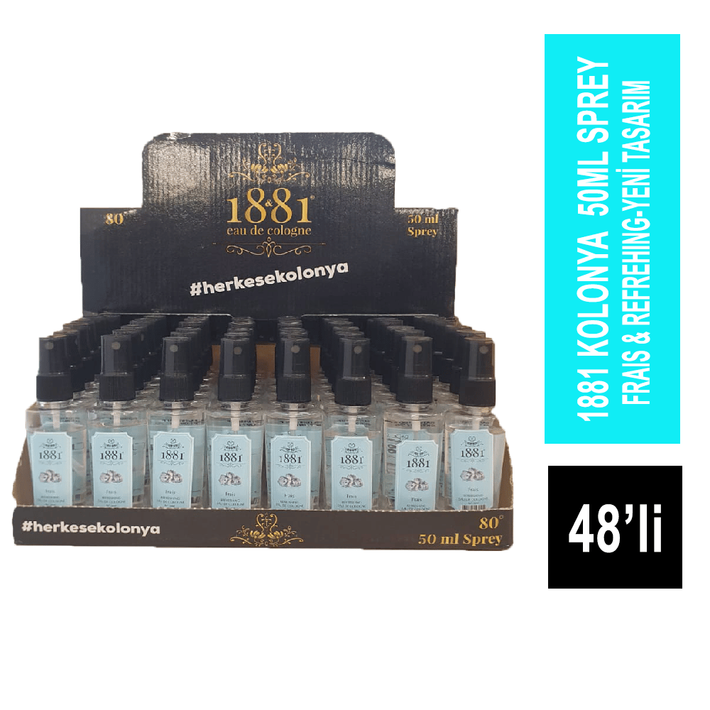 1881 Kolonya 50 ml Sprey Frais & Refrehing - Yeni Tasarım 48'li Paket