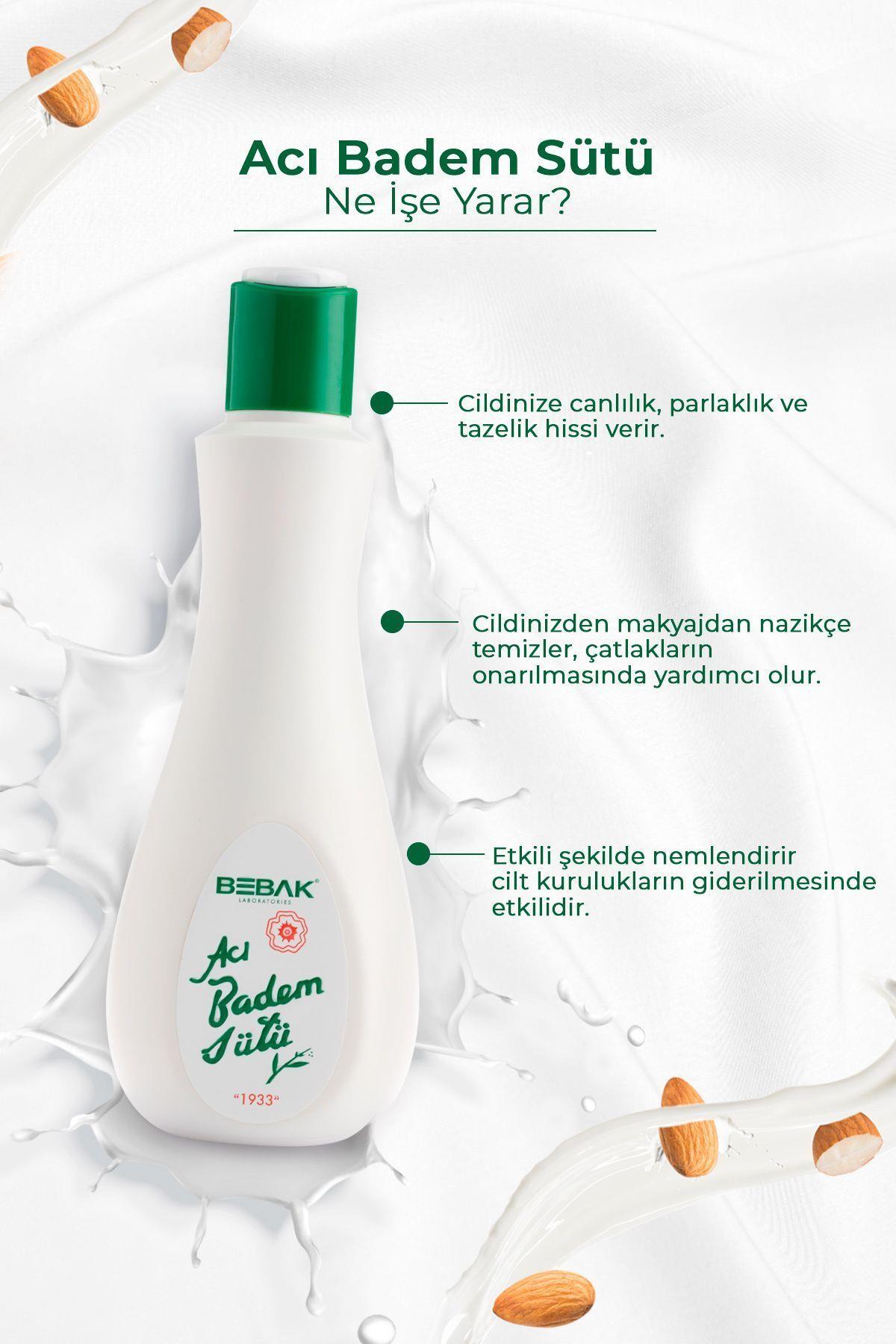 Bebak Acı Badem Cilt Ve Makyaj Temizleyici Nemlendirici Bakım Sütü 215 ml