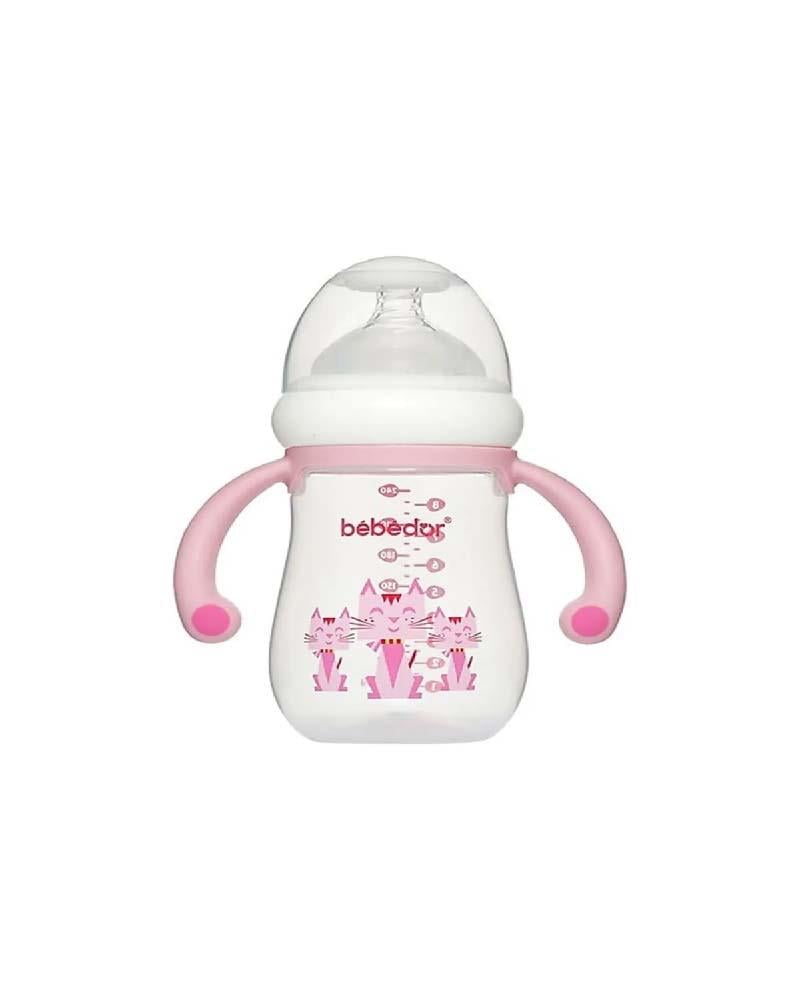 Bebedor Antikolik Geniş Ağız Kulplu Biberon 240ml Pembe 99322