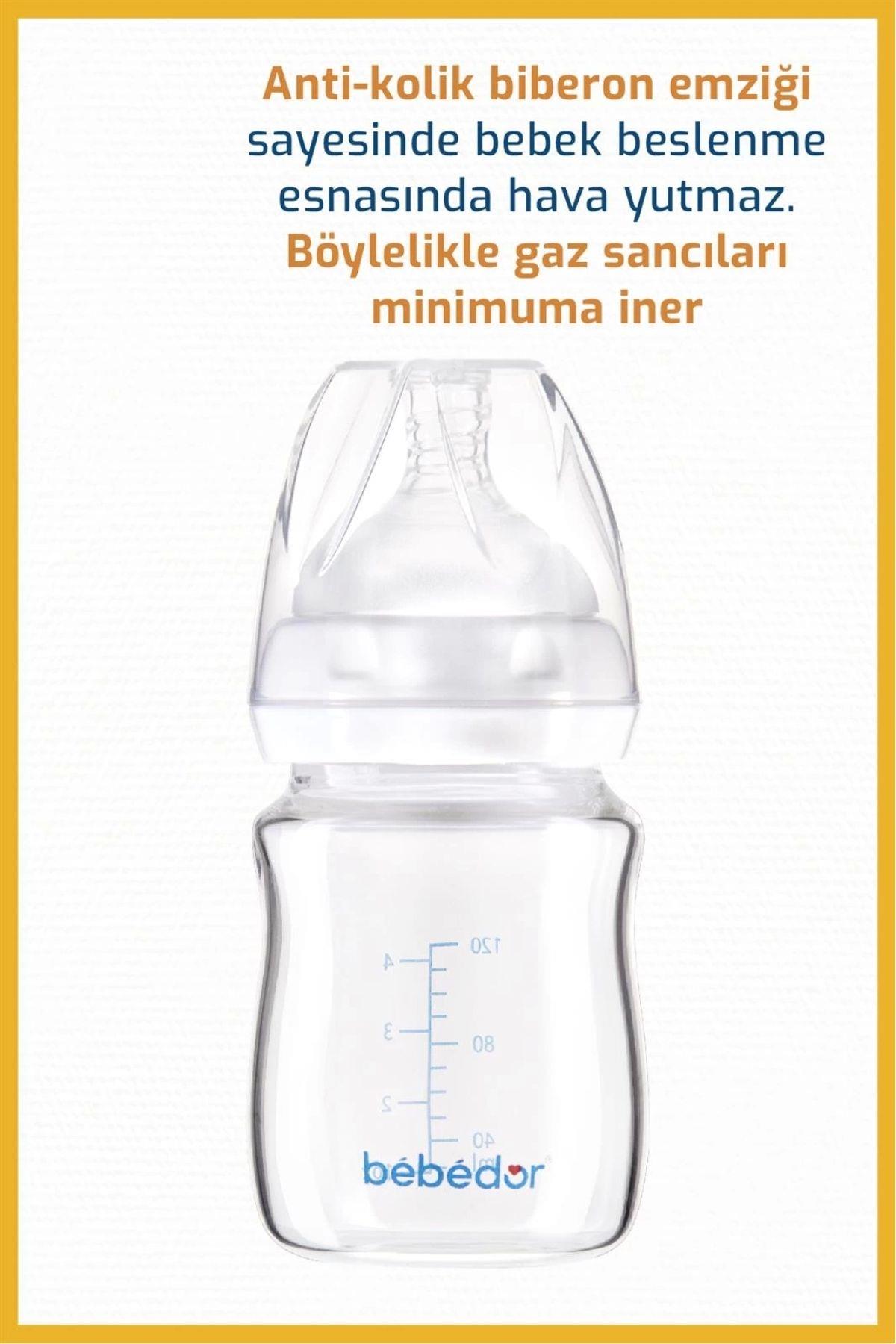 Bebedor Geniş Ağızlı Isıya Dayanıklı Cam Biberon 120ml 50301