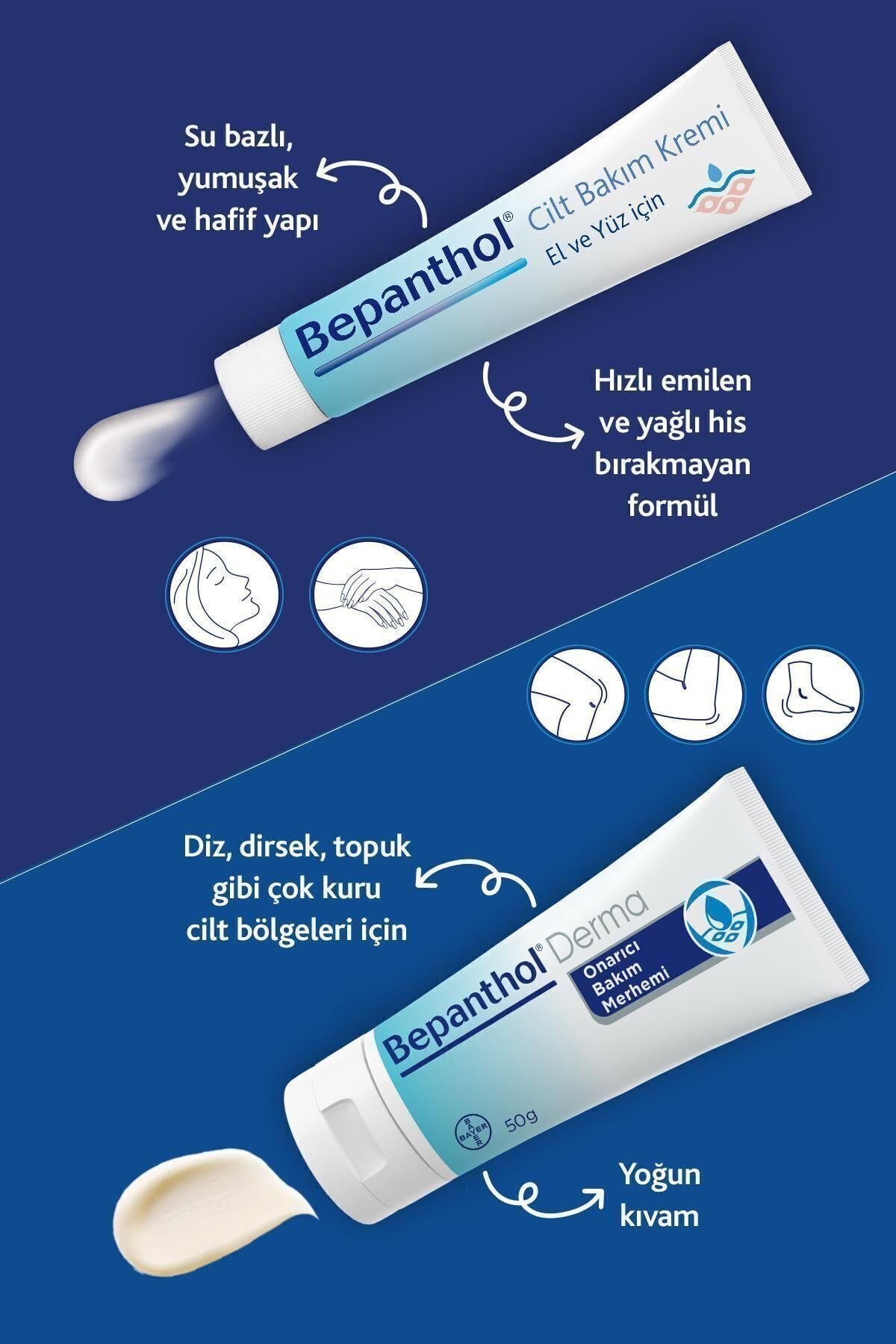Bepanthol Onarıcı Bakım Merhemi 50gr & Cilt Bakım Kremi 30gr L Tüm Cilt Tiplerine Uygun-el Ve Günlük Yüz Bakım