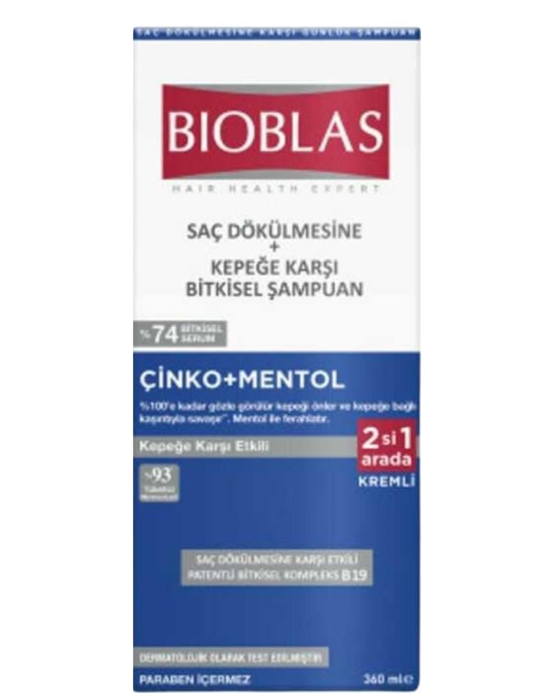 Bioblas 2’si 1 Arada Kepek Karşıtı Şampuan – Mentol Ferahlığı 360 ML