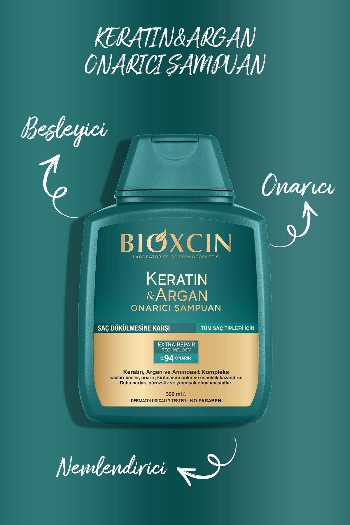 Bioxcin Keratin & Argan Onarıcı Bakım Şampuan 300 ml - Yıpranmış Ve Hassas Saçlar