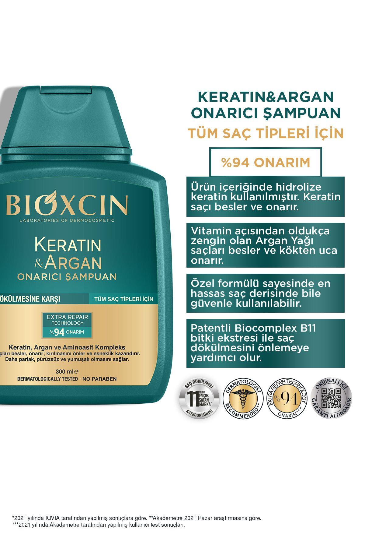 Bioxcin Keratin & Argan Onarıcı Bakım Şampuan 300 ml - Yıpranmış Ve Hassas Saçlar