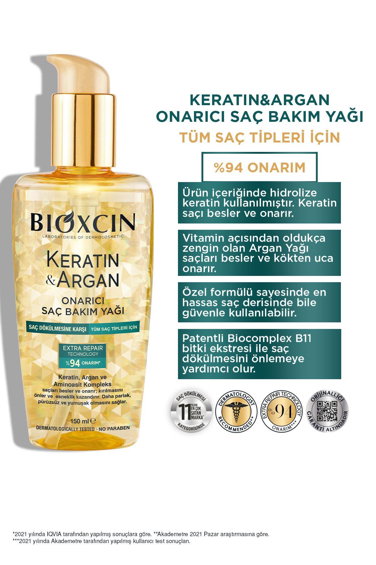 Bioxcin Keratin & Argan Onarıcı Bakım Yağı 150 Ml - Yıpranmış Ve Hassas Saçlar