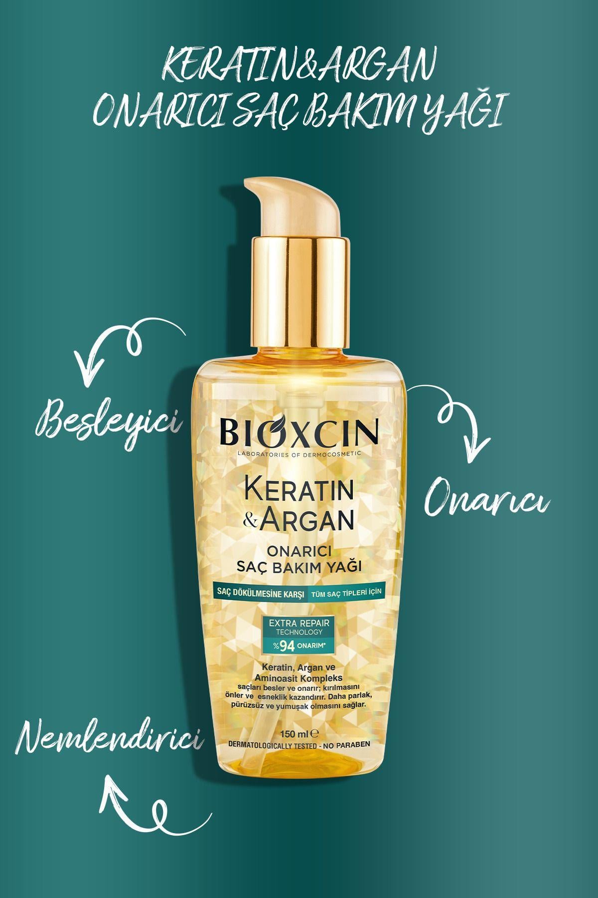 Bioxcin Keratin & Argan Onarıcı Bakım Yağı 150 Ml - Yıpranmış Ve Hassas Saçlar