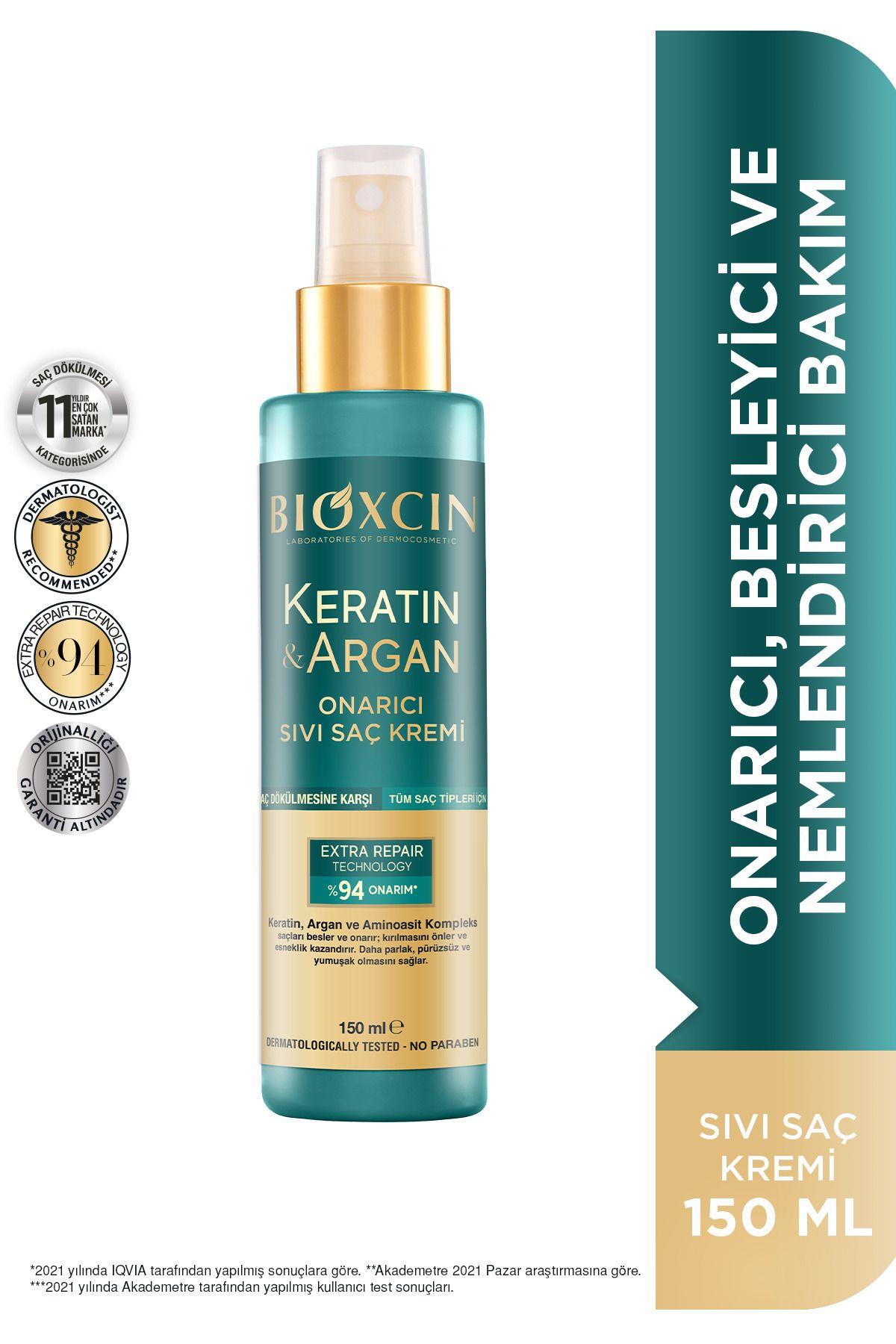 Bioxcin Keratin & Argan Onarıcı Sıvı Saç Bakım Kremi 150 ml - Yıpranmış Ve Hassas Saçlar