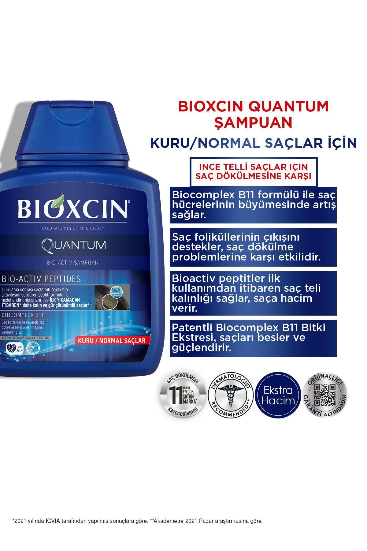 Bioxcin Quantum Kuru ve Normal Saçlar İçin 300ml 3 AL 2 ÖDE - İnce Telli Saçlar İçin Dökülme Karşıtı Şampuan