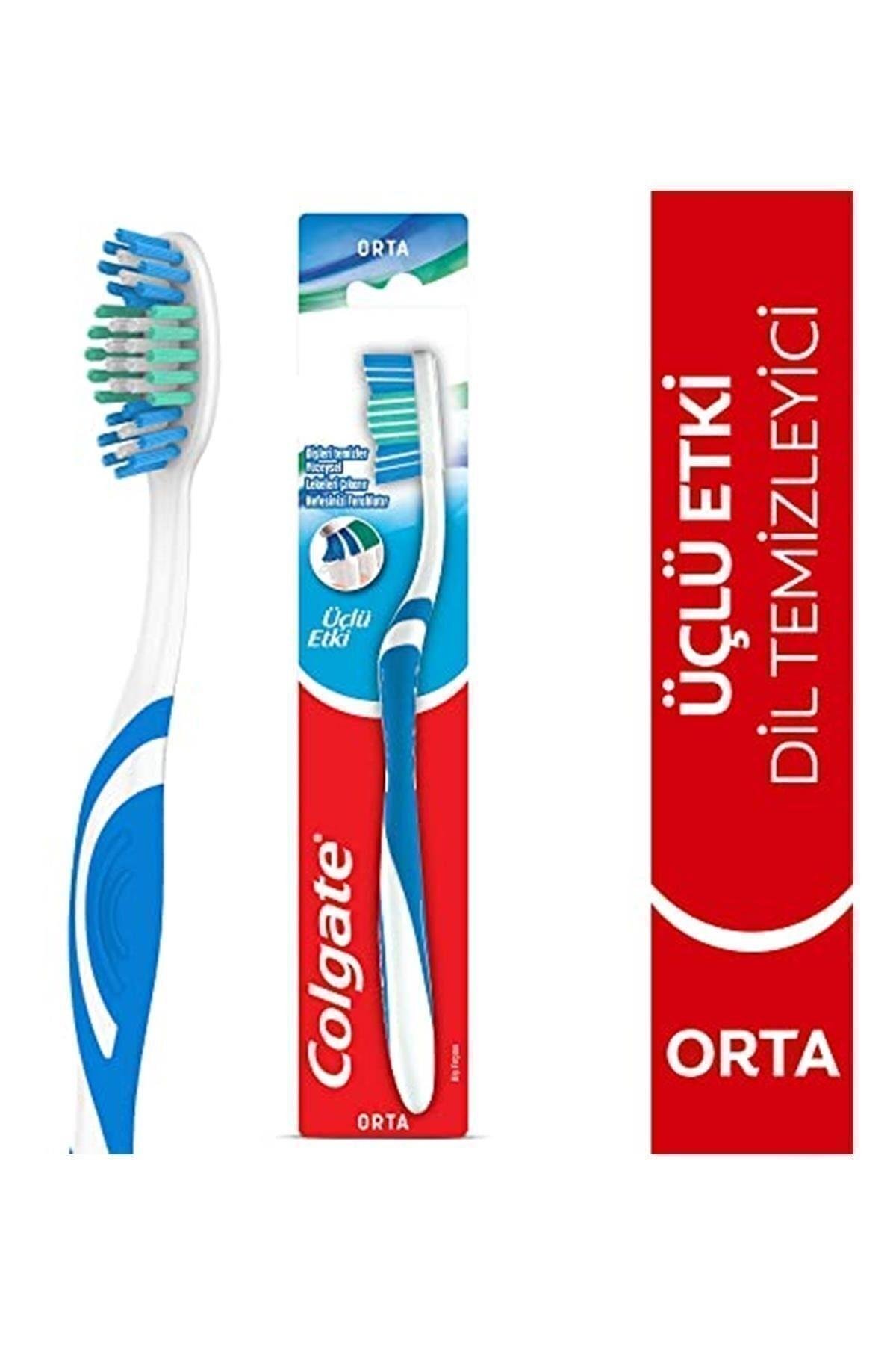 Colgate Üçlü Etki Dil Temizleyicili Arka Dişlere Uzanan Orta Diş Fırçası