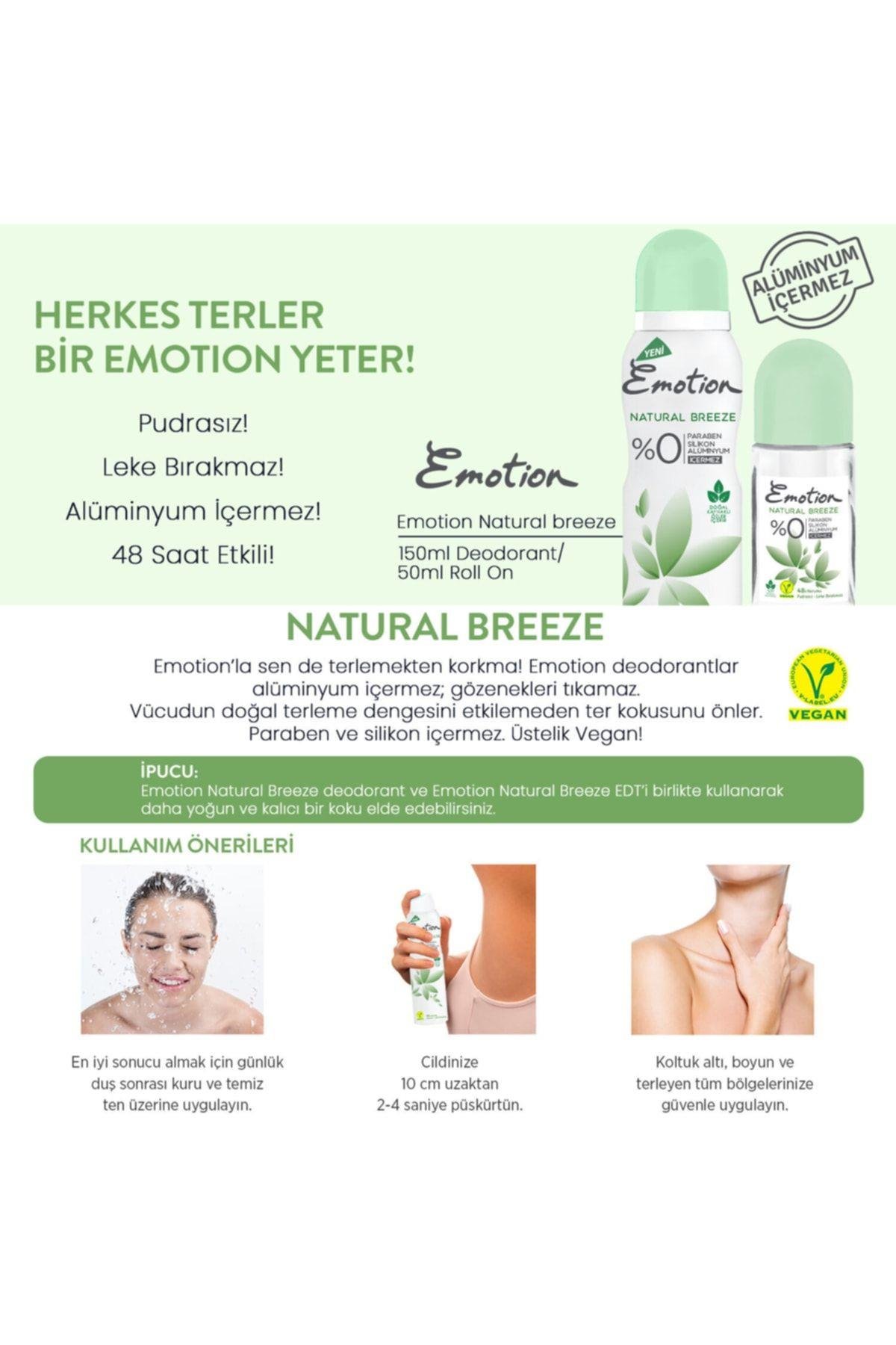 Emotion ( KİL MASKESİ HEDİYE ) Emotion Natural Breeze Roll On 50ml ( 1 ADET )