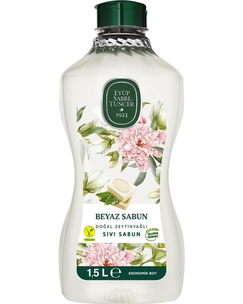 Eyüp Sabri Tuncer Doğal Zeytinyağlı Sıvı Sabun Beyaz Sabun 1,5 Lt Pet Şişe
