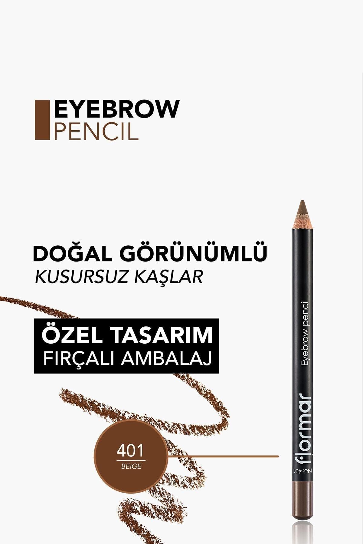 Flormar Özel Fırça Kapaklı Kaş Kalemi (AÇIK KAHVERENGİ) - Eyebrow Pencil - 401 Beıge - 8690604109418