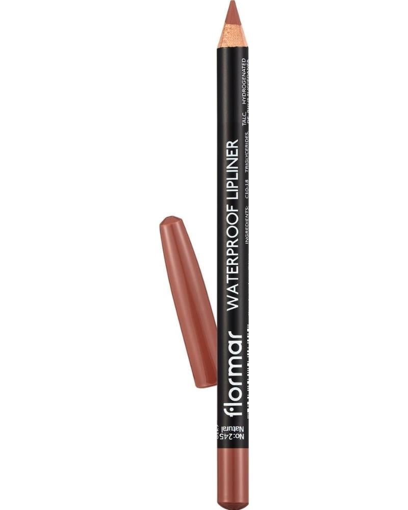 Flormar Suya Dayanıklı Dudak Kalemi (DOĞAL KOYU KAHVE) - Waterproof Lipliner - -245 Natural - 8690604567607