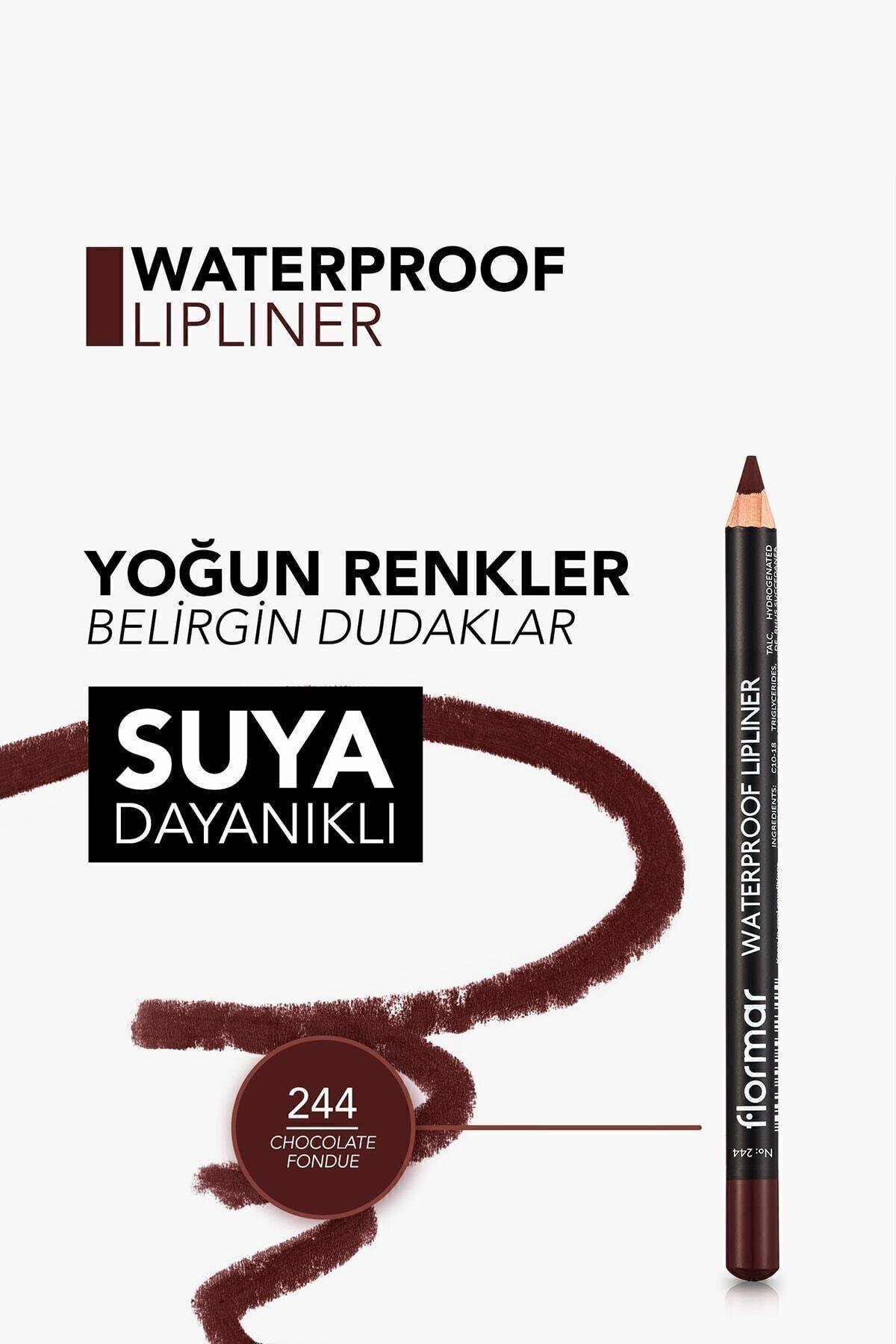 Flormar Suya Dayanıklı Dudak Kalemi (KAHVE) - Waterproof Lipliner - 244 Chocolate Fondue - 8690604567591