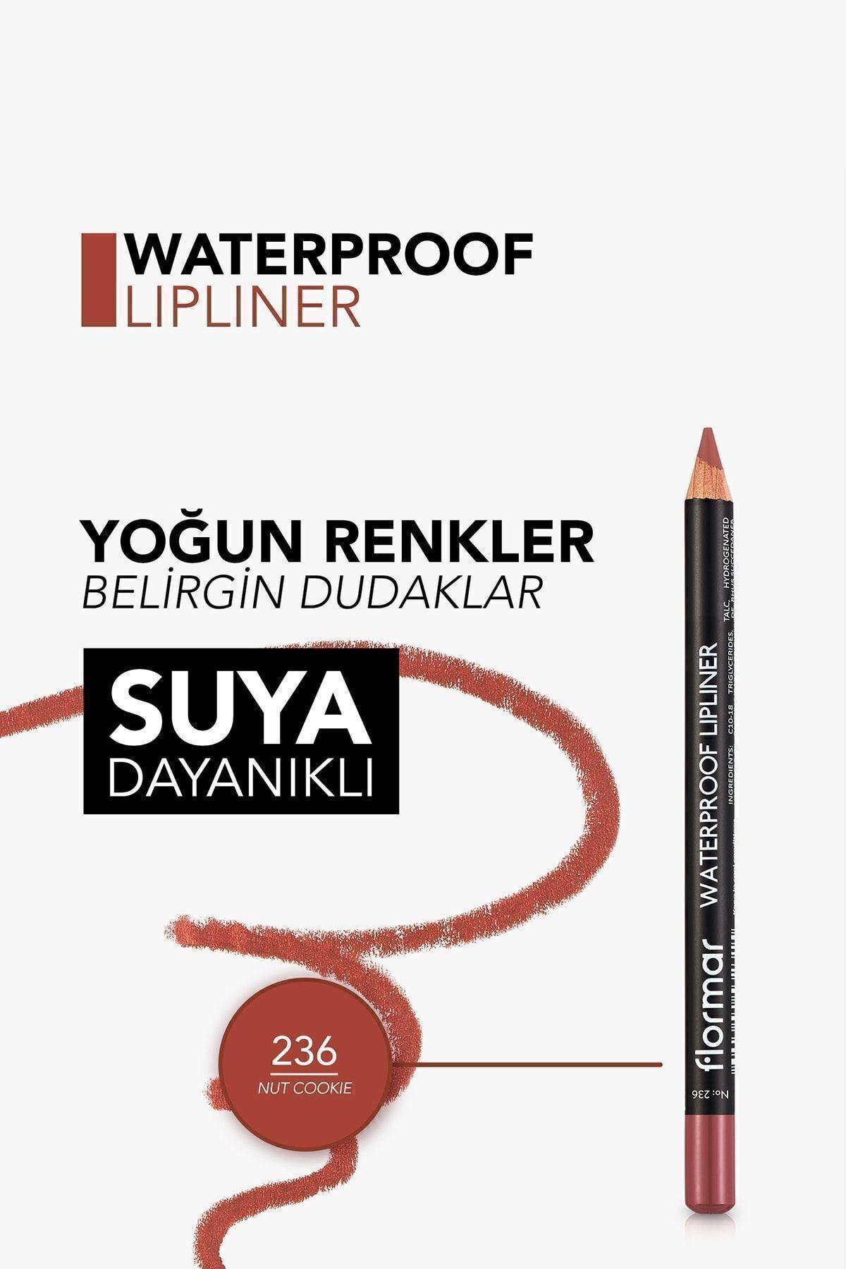 Flormar Suya Dayanıklı Dudak Kalemi (KAHVE) - Waterproof Lipliner - 236 Nut Cookie - 8690604567492