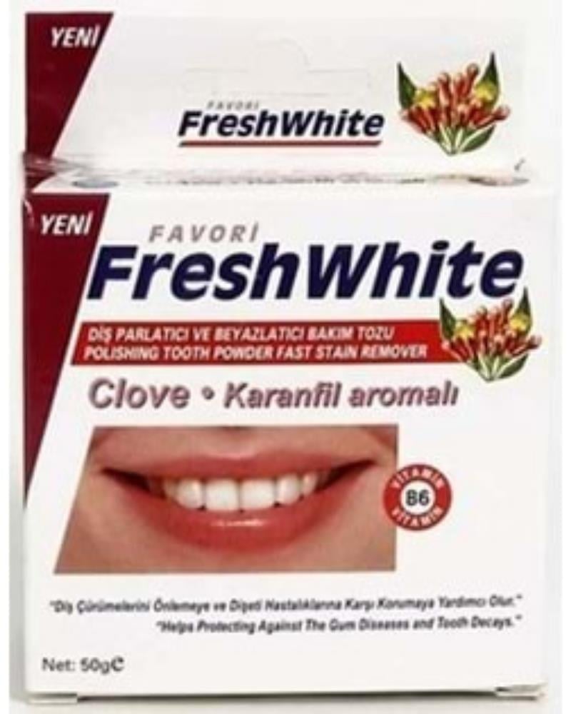 Fresh White Diş Parlatıcı Ve Beyazlatıcı Bakım Tozu Karanfil Aromalı 50g