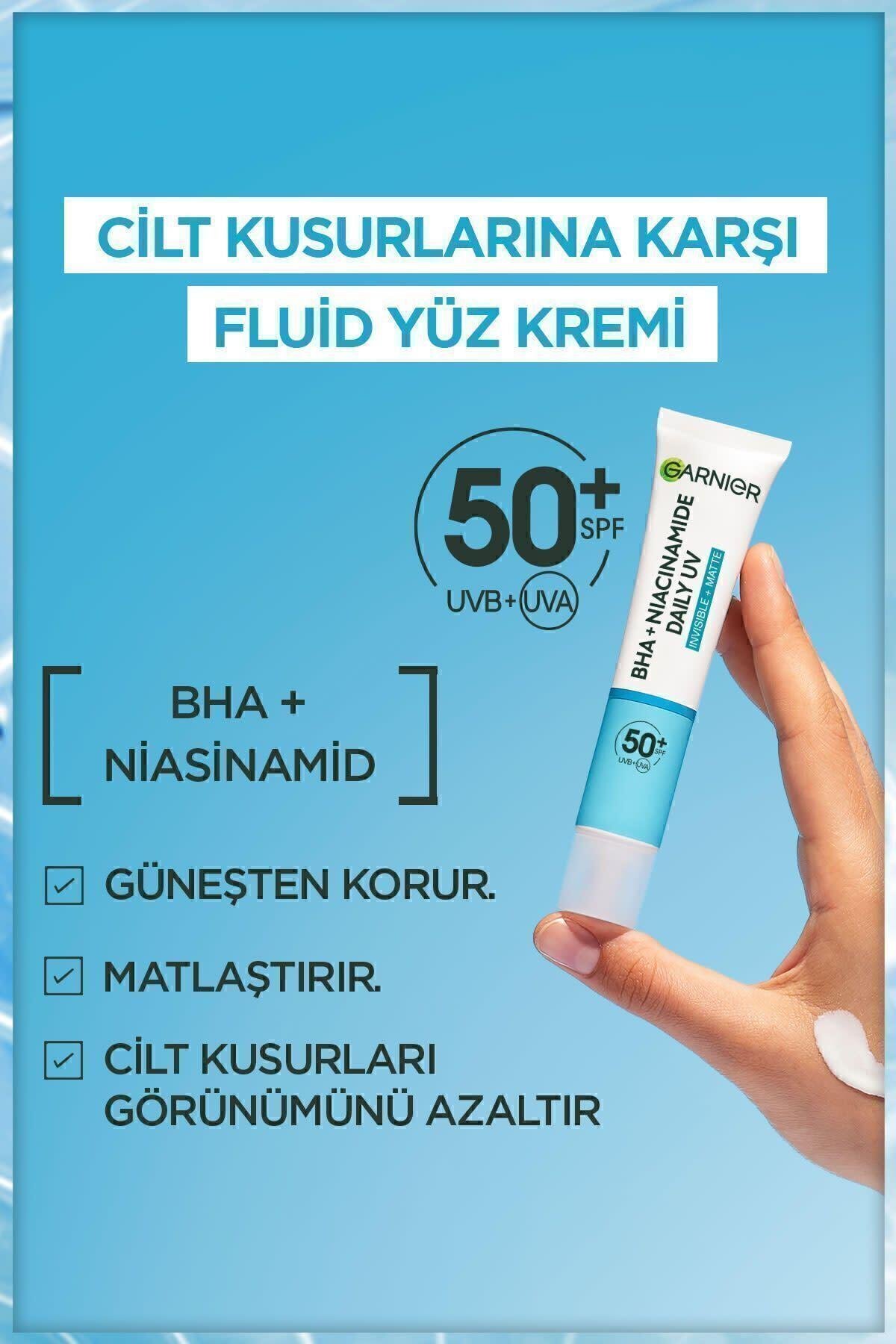 Garnier Saf Ve Temiz Bha Niasinamid Günlük Güneş Koruyucu Fluid Yüz Kremi Spf50 40ml