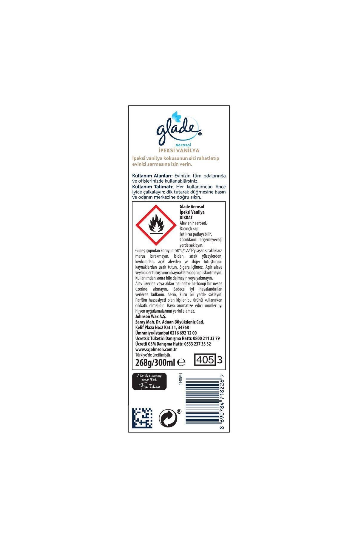 Glade Hava Tazeleyici Aerosol Oda Kokusu İpeksi Vanilya, 300ml