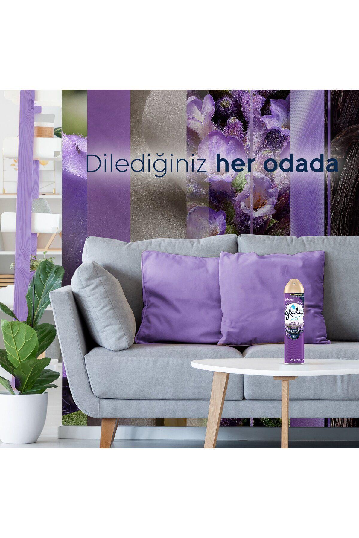 Glade Hava Tazeleyici Aerosol, Oda Kokusu, Lavanta Ferahlığı, 300ml