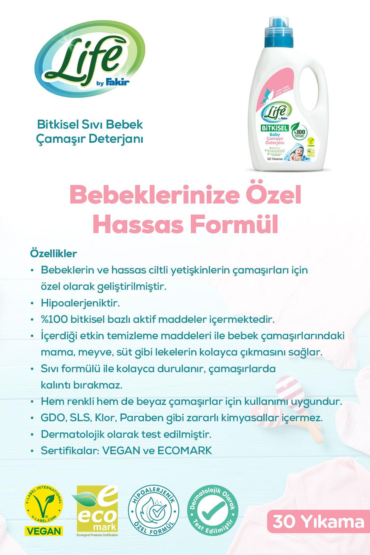 Life by Fakir Bitkisel Baz Vegan Sıvı Bebek Çamaşır Deterjanı 1500 ml