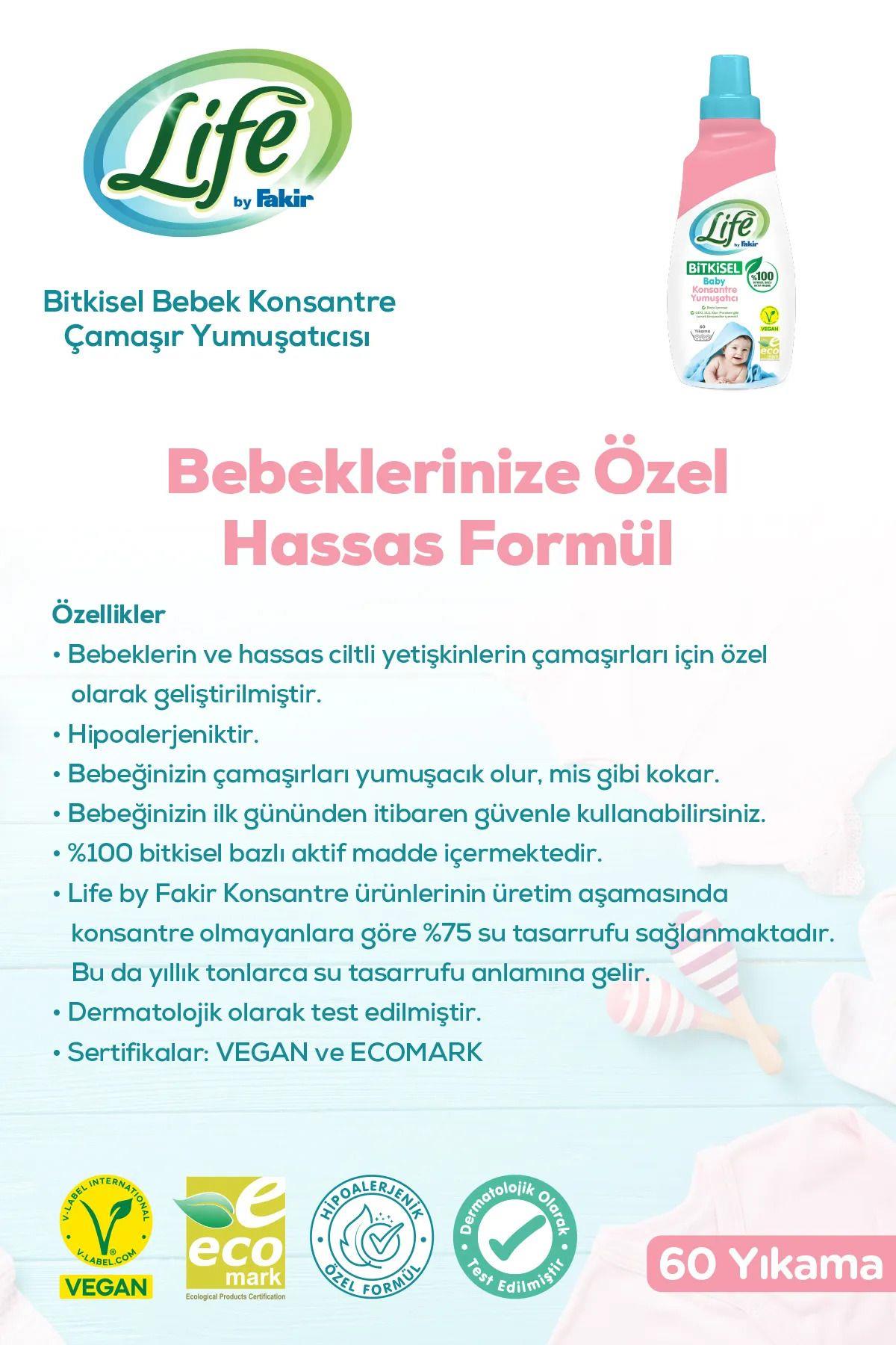 Life by Fakir Bitkisel Konsantre Bebek Çamaşır Yumuşatıcısı 1500 ml