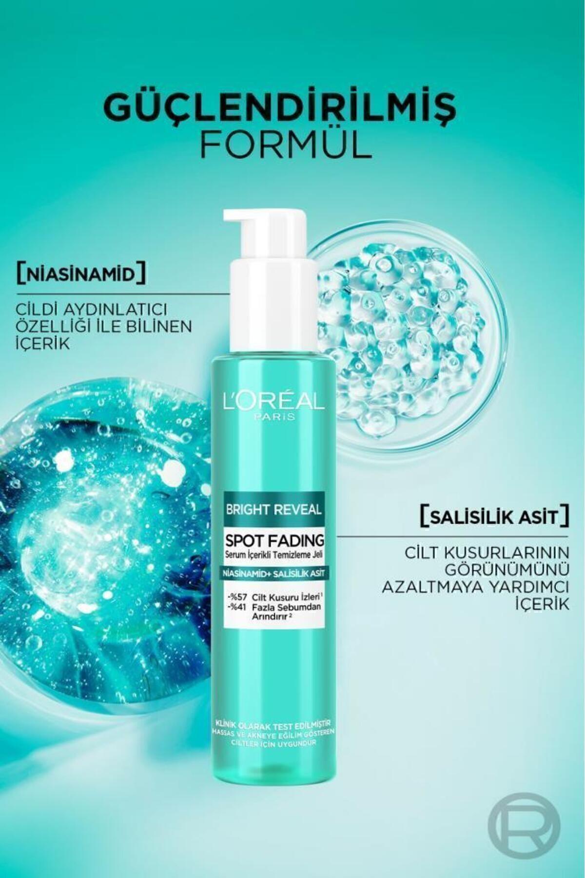 L'Oreal Paris Bright Reveal Cilt Kusuru İzi Karşıtı, Serum İçerikli Temizleme Jeli Niasinamid+Salisilik Asit 150ml