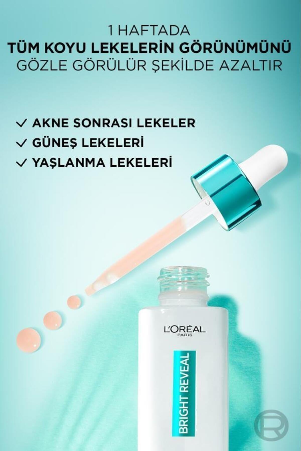 L'Oreal Paris Bright Reveal Sivilce,Güneş,Yaşlanma Lekelerinde Etkili Koyu Leke Karşıtı Cilt Serumu 7,5%Niasinamid