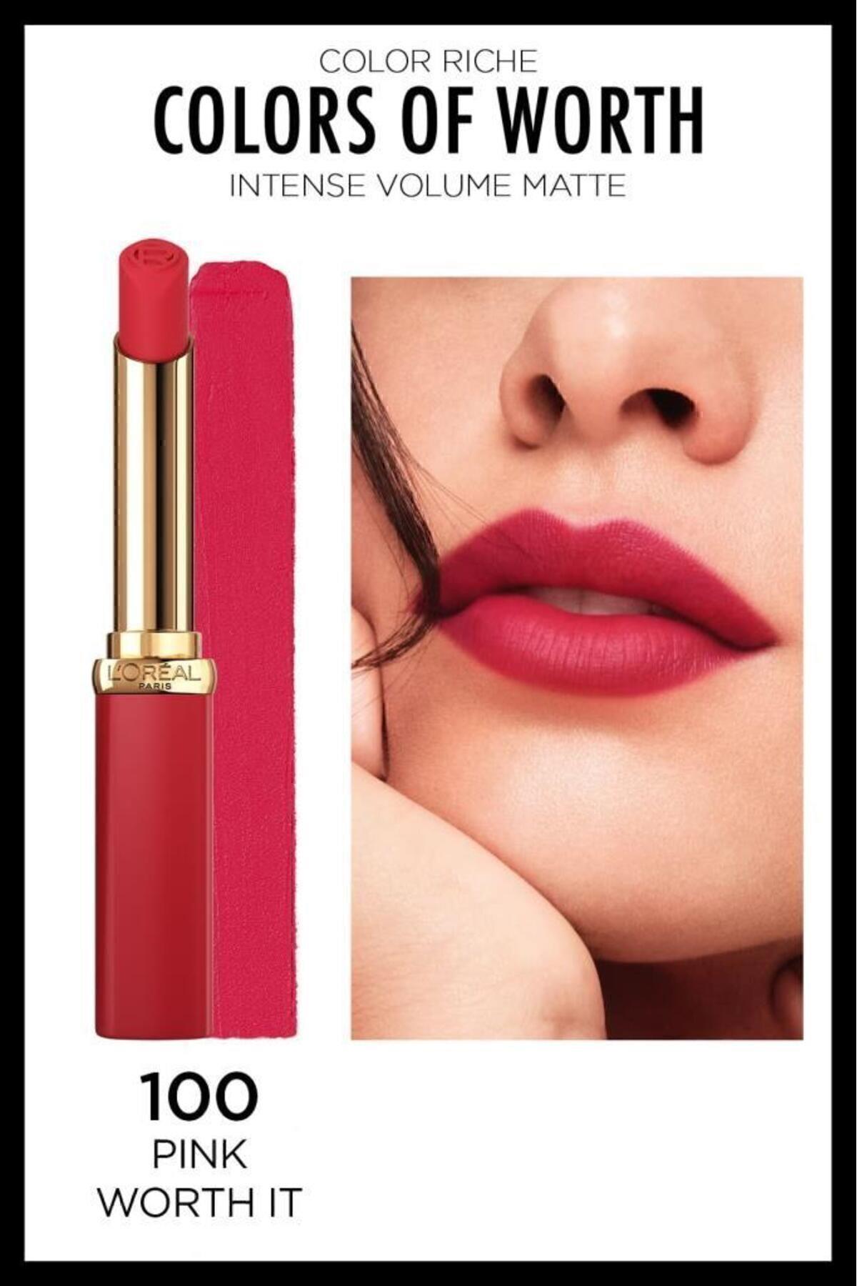 L'Oreal Paris Color Riche Colors Of Worth Intense Volume Matte Ruj - 100 Pink Worth It