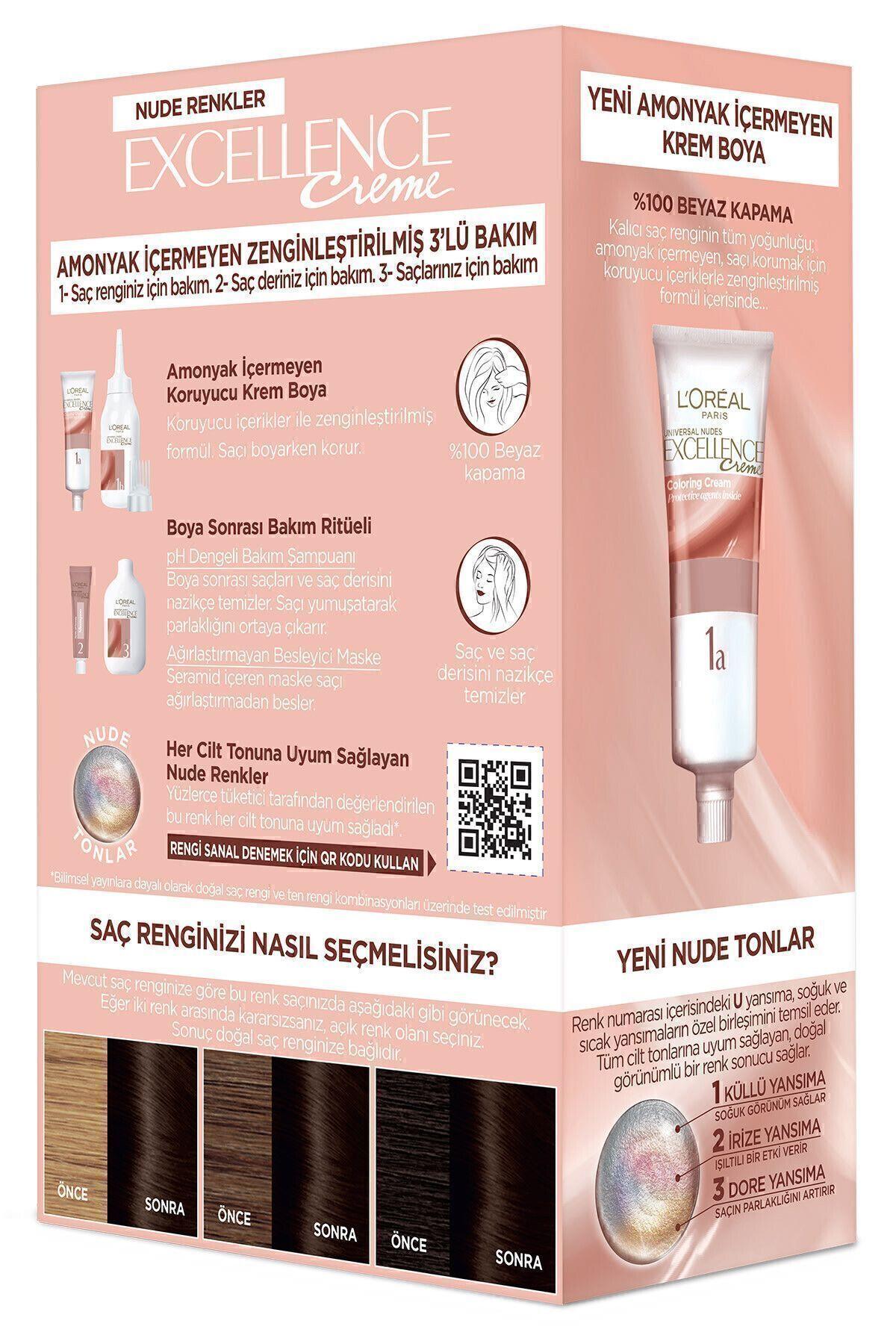 L'Oreal Paris Excellence Creme Nude Renkler Saç Boyası – 3u Nude Koyu Kahve