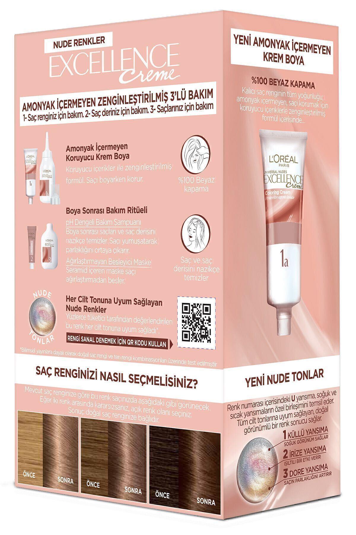 L'Oreal Paris Excellence Creme Nude Renkler Saç Boyası – 6u Nude Koyu Kumral