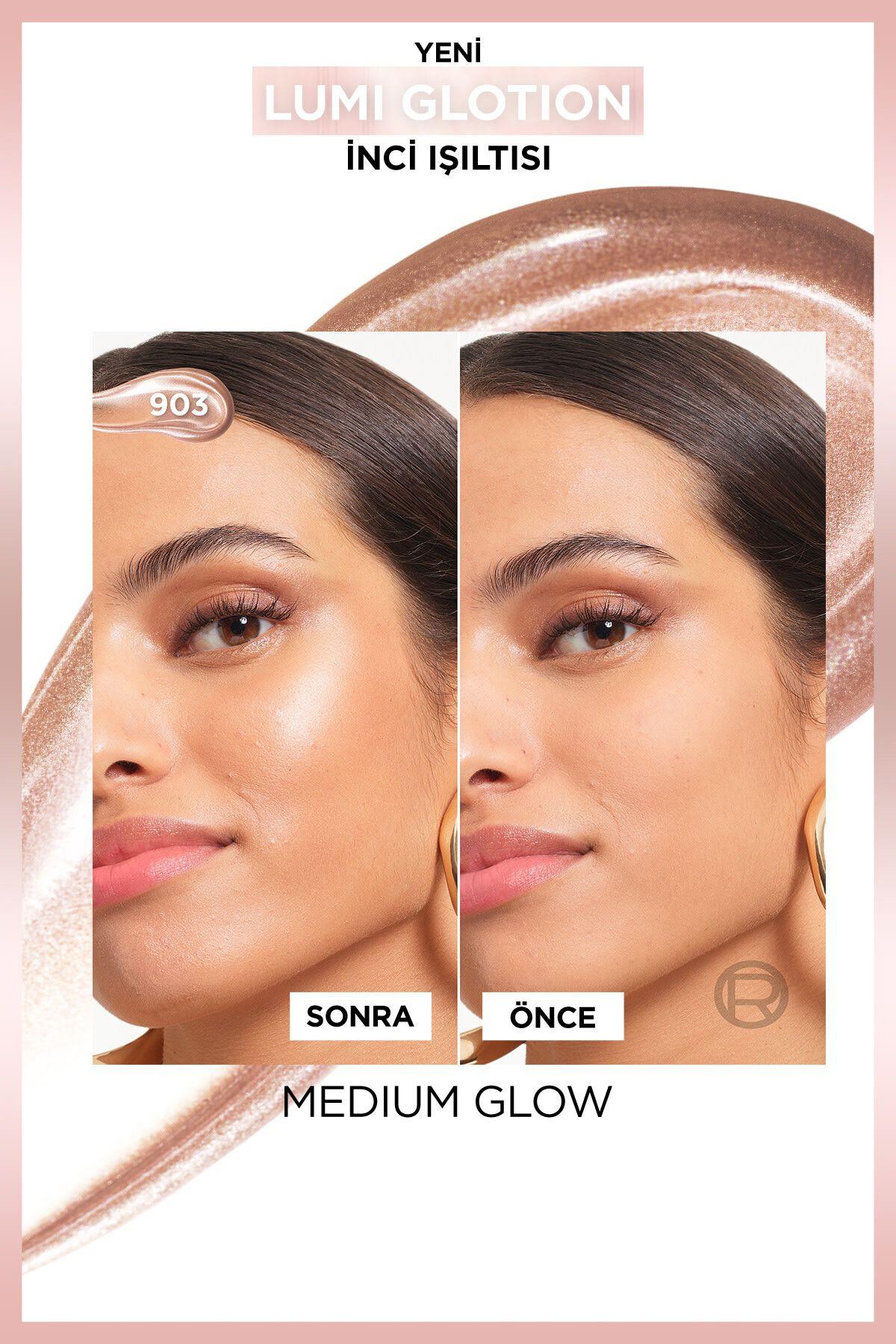 L'Oreal Paris Glotion All-in-one Doğal Işıltı 903 - Medium Glow 40 ml  Highlighter, Likit Aydınlatıcı