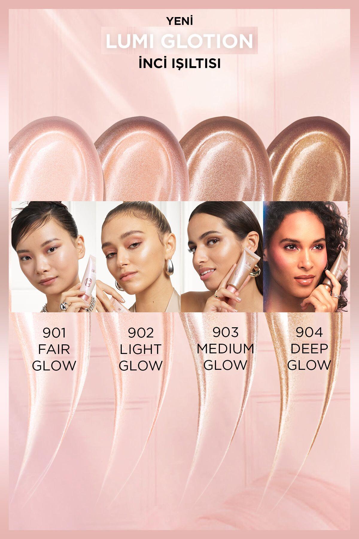 L'Oreal Paris Glotion All-in-one Doğal Işıltı 903 - Medium Glow 40 ml  Highlighter, Likit Aydınlatıcı