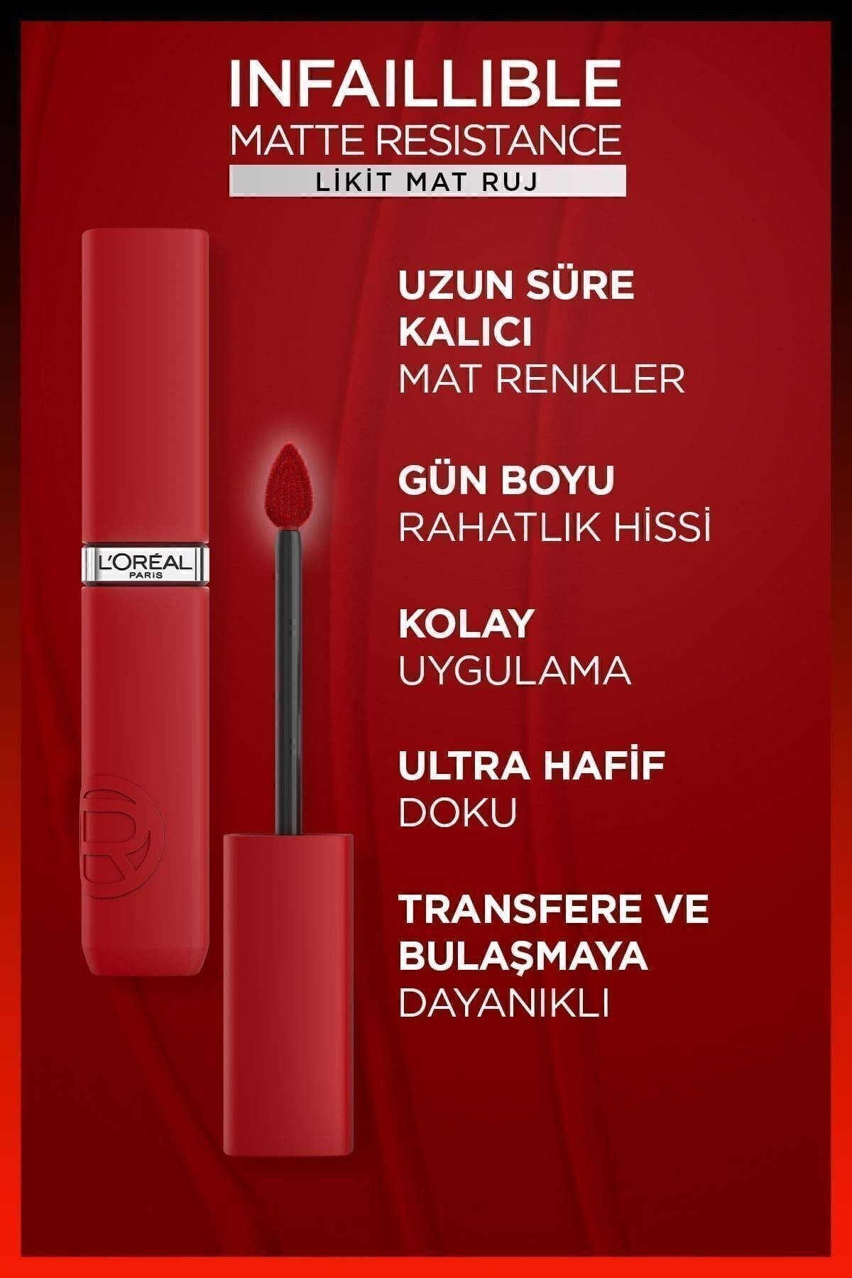 L'Oreal Paris Infaillible Matte Resistance Likit Mat Ruj - 300 Sun Bathing