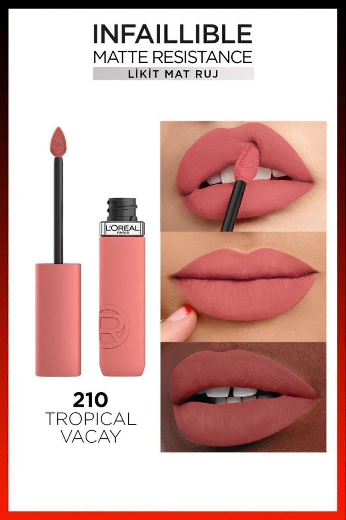 L'Oreal Paris Infaillible Matte Resistance Likit Mat Ruj - 210 Tropical Vacay