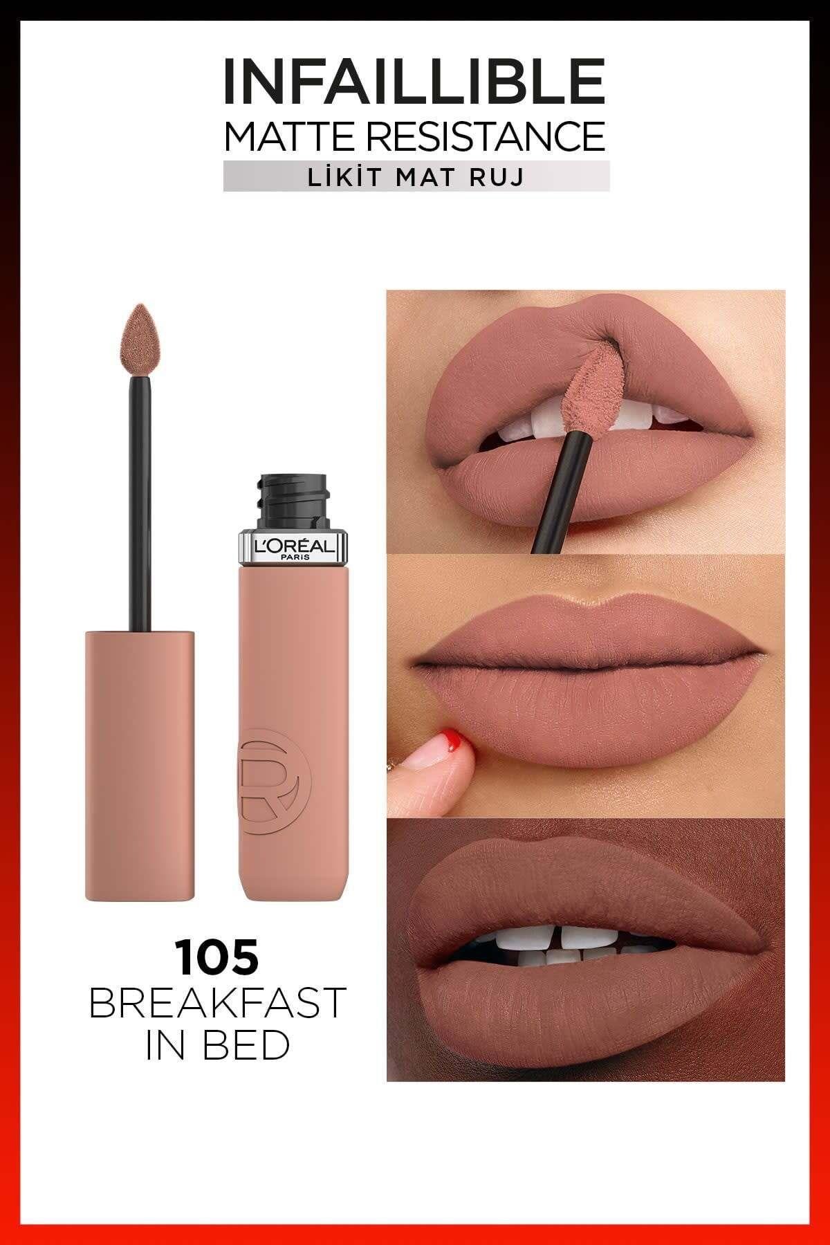 L'Oreal Paris Infaillible Matte Resistance Likit Mat Ruj - 105 Breakfast In Bed