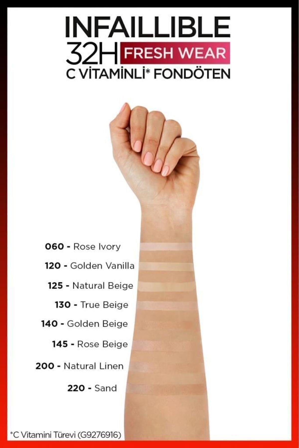 L'Oreal Paris L'Oréal Paris Infaillible 32H Fresh Wear C Vitaminli Fondöten - 120 Golden Vanilla