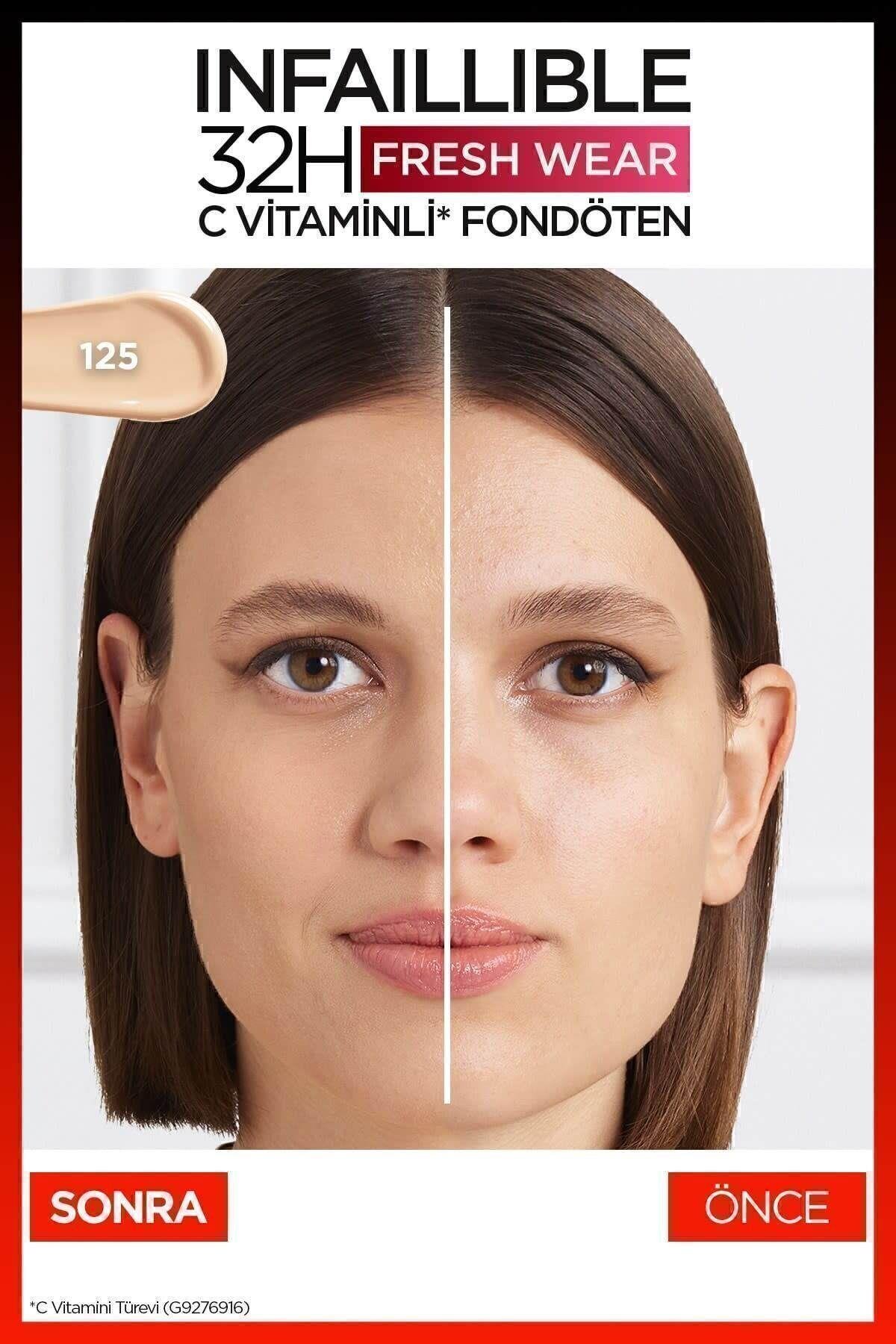 L'Oreal Paris L'Oréal Paris Infaillible 32H Fresh Wear C Vitaminli Fondöten - 125 Natural Beige Kapatıcı