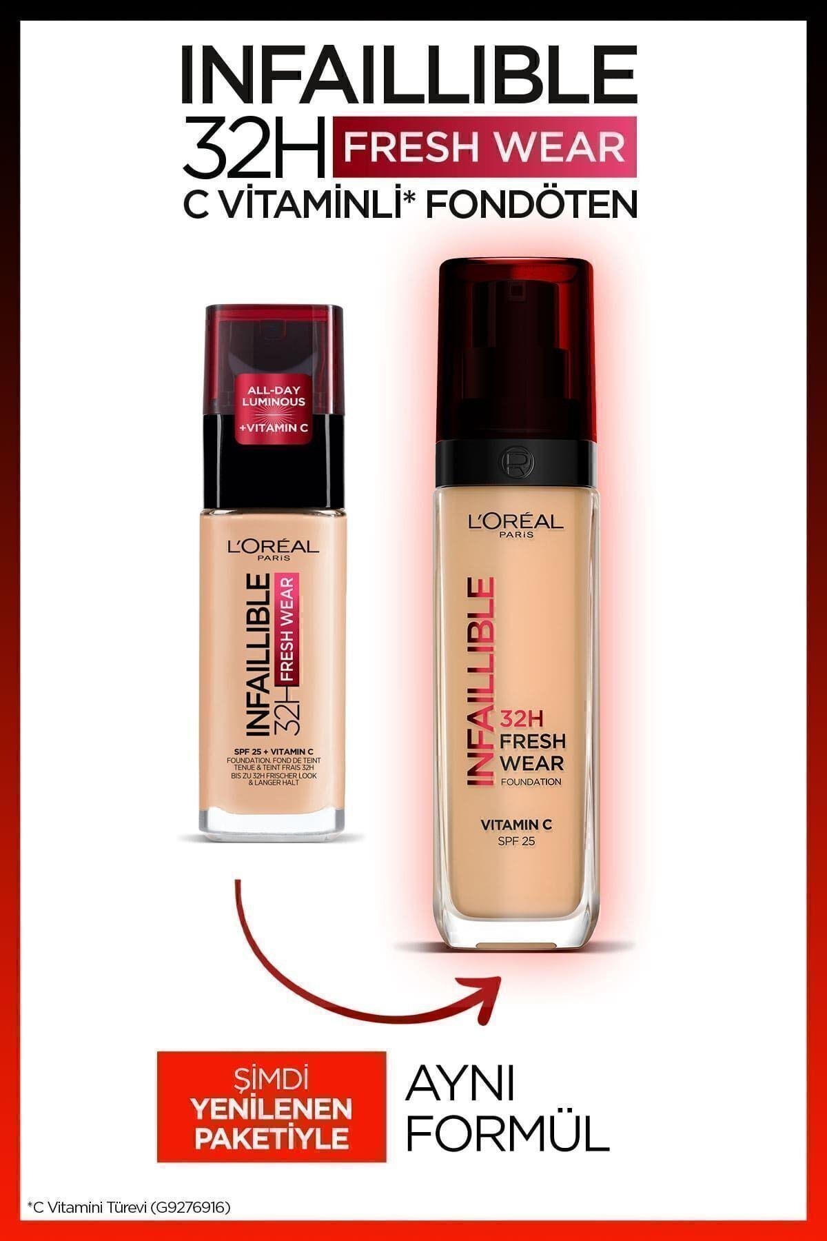 L'Oreal Paris L'Oréal Paris Infaillible 32H Fresh Wear C Vitaminli Fondöten - 125 Natural Beige Kapatıcı