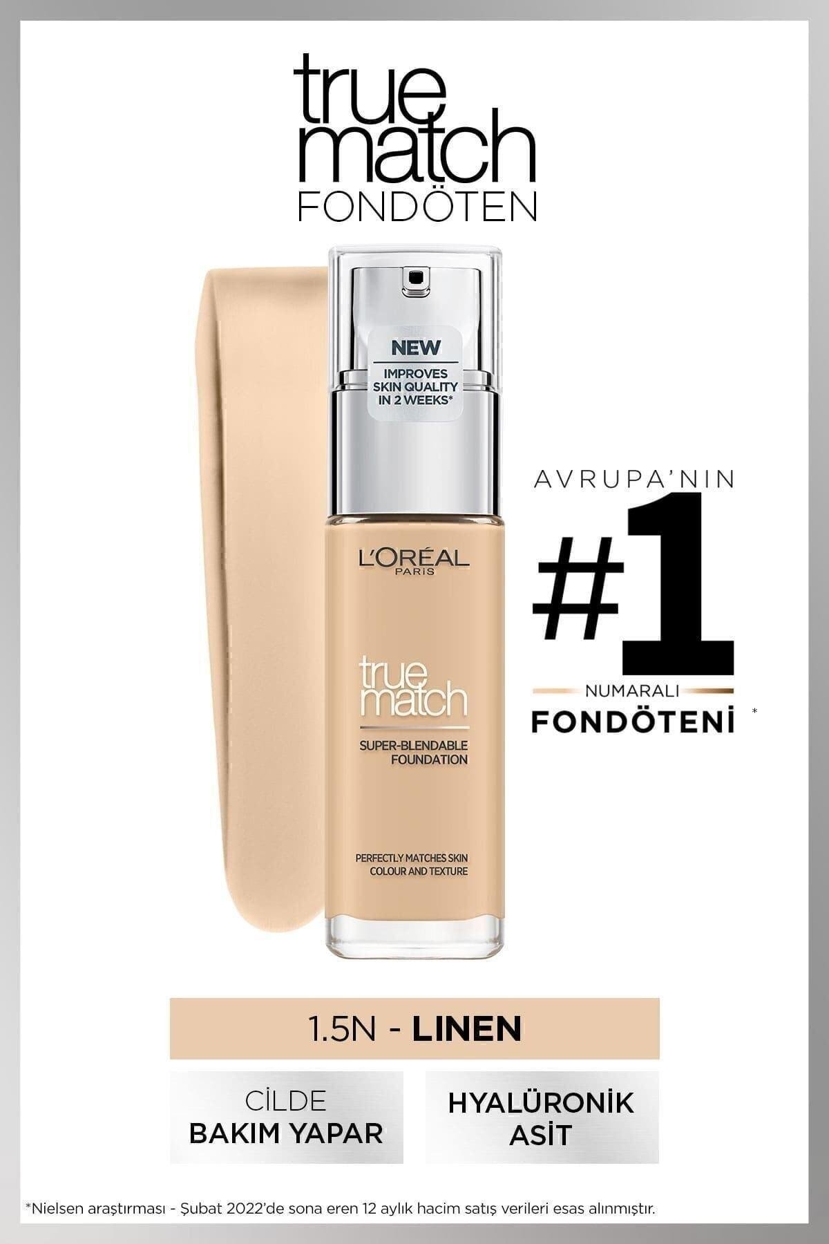 L'Oreal Paris L'Oréal Paris True Match Bakım Yapan Fondöten - 1.5N Linen Nötr Alt Ton Kapatıcı