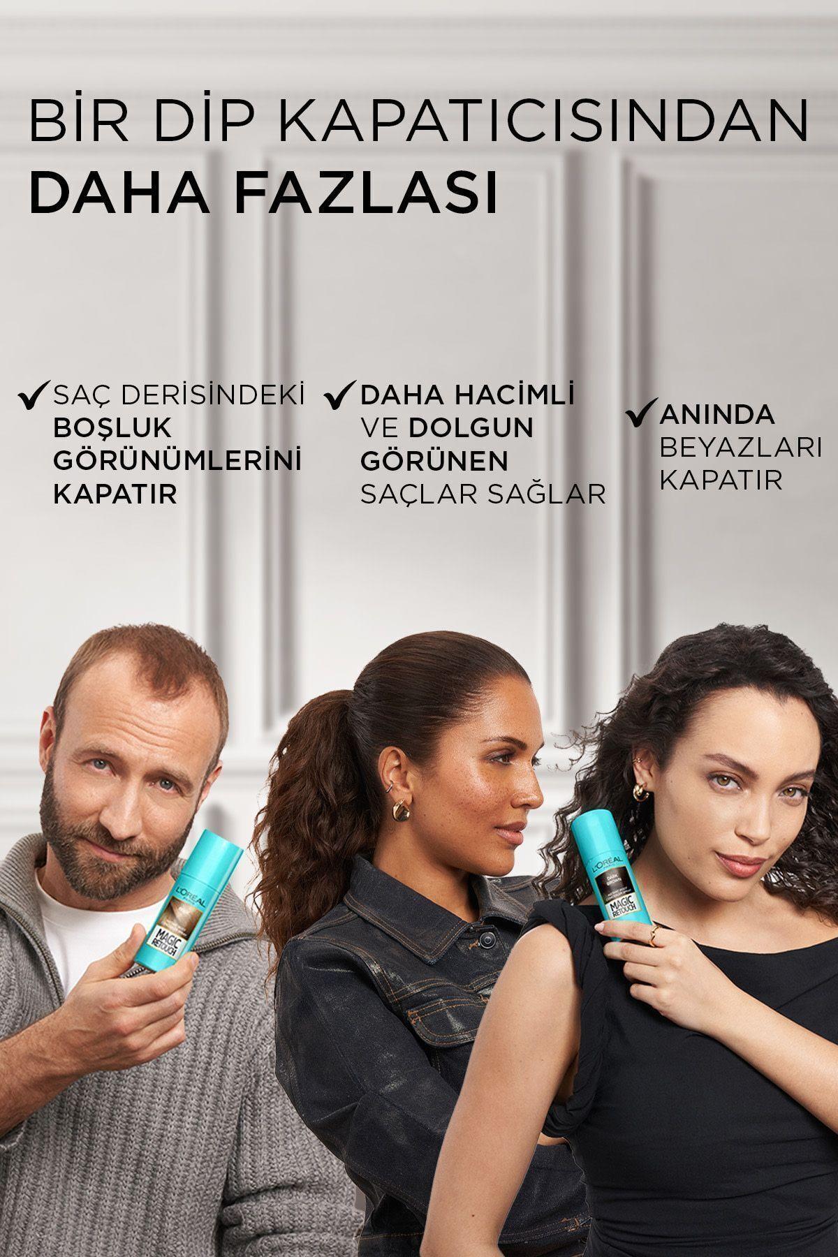 L'Oreal Paris Magic Retouch Beyaz Saçlar İçin Kapatıcı Siyah Saç Spreyi 75 Ml