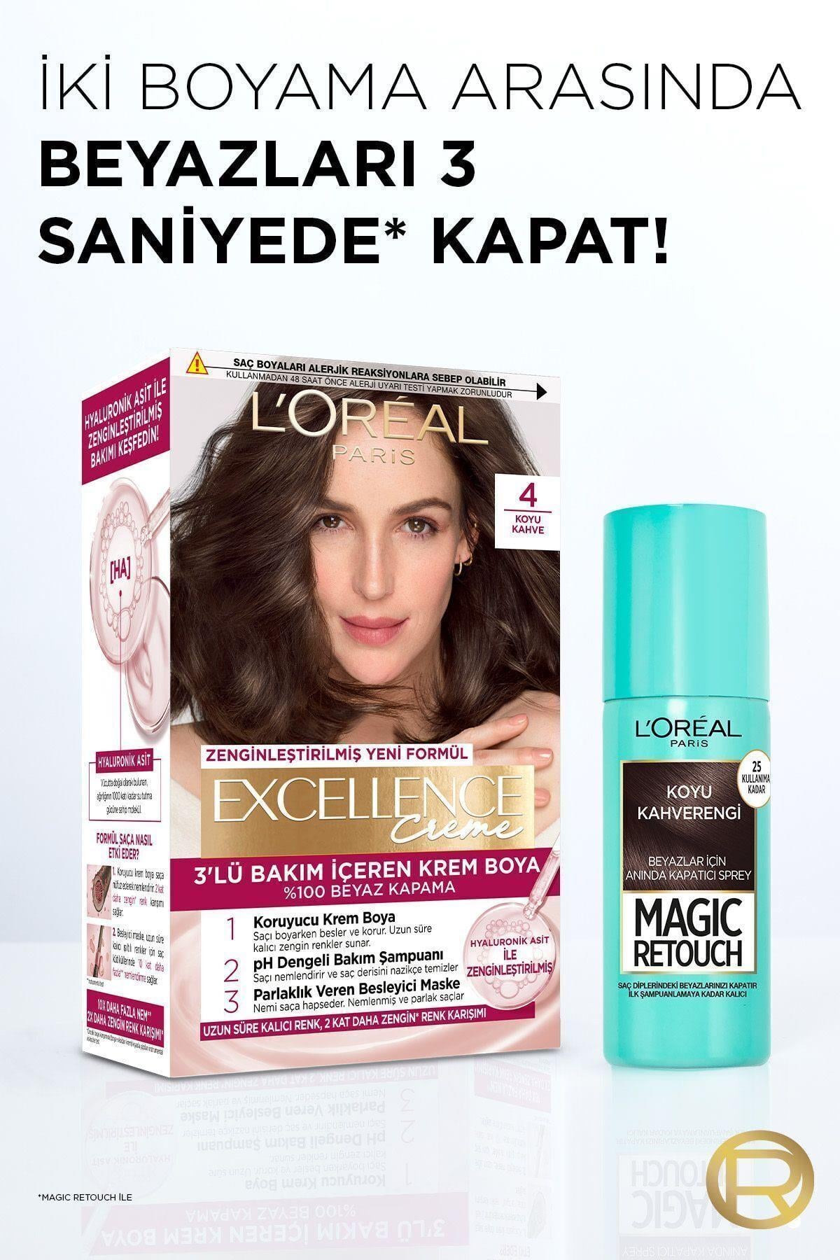 L'Oreal Paris Magic Retouch Beyaz Saçlar İçin Kapatıcı Siyah Saç Spreyi 75 Ml