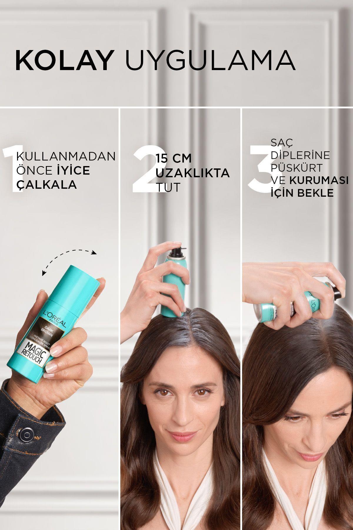 L'Oreal Paris Magic Retouch Beyaz Saçlar İçin Kapatıcı Kumral Saç Spreyi 75 Ml