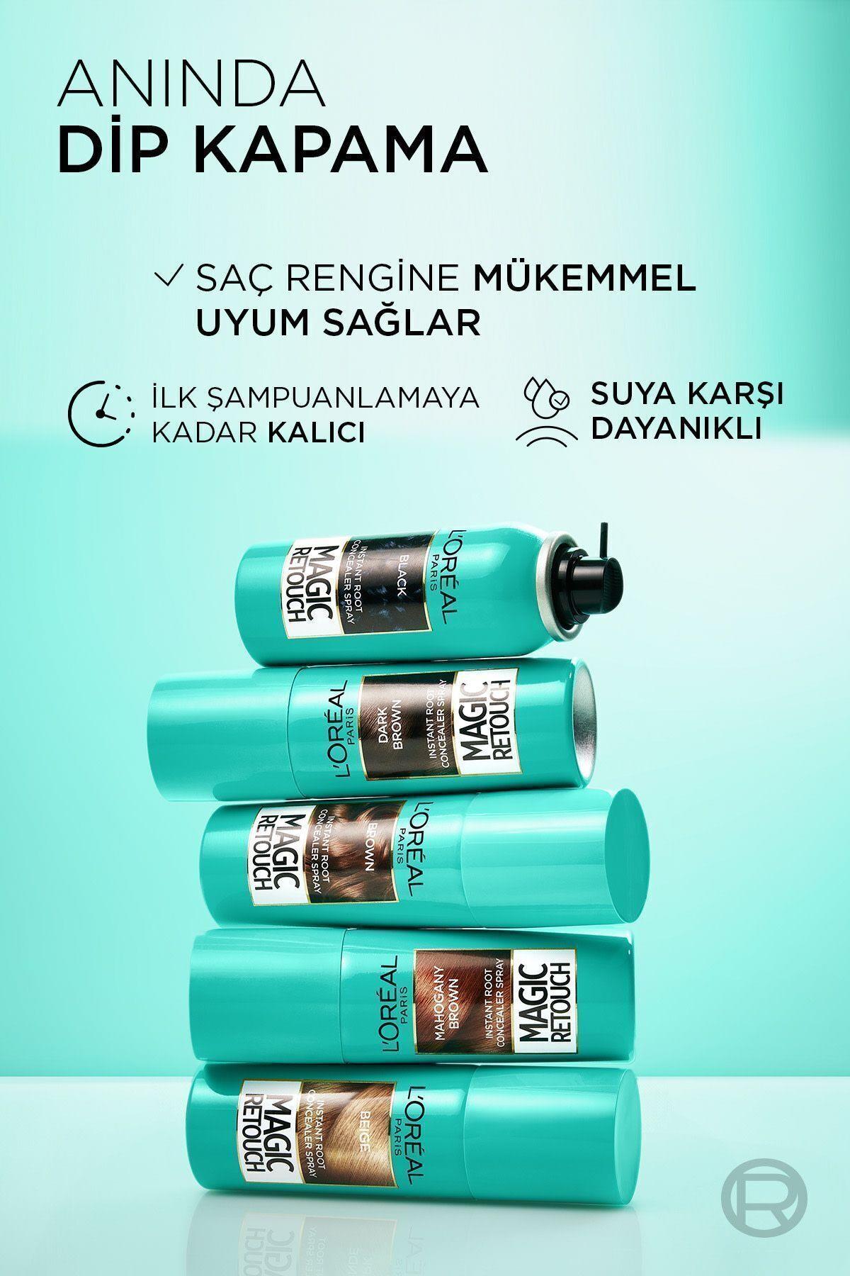 L'Oreal Paris Magic Retouch Beyaz Saçlar İçin Kapatıcı Koyu Kahverengi Saç Spreyi 75 Ml