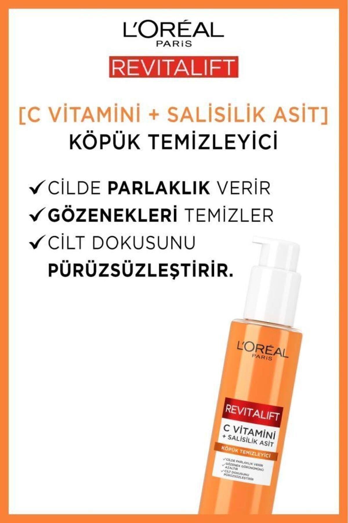 L'Oreal Paris Revitalift Clinical [C vitamini + Salisilik Asit], Aydınlatıcı ve Gözenek Karşıtı Köpük Temizleyici